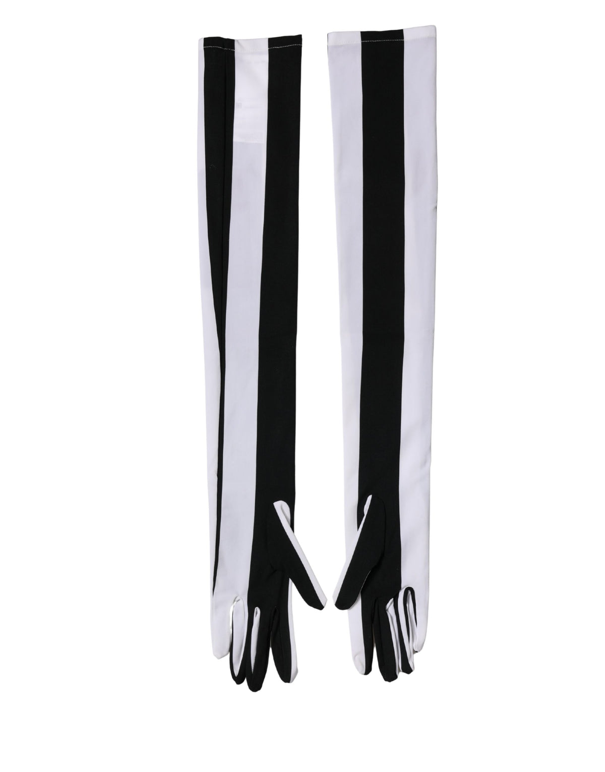 Dolce & Gabbana Black White Stripes Nylon Elbow Length Women Women's Gloves