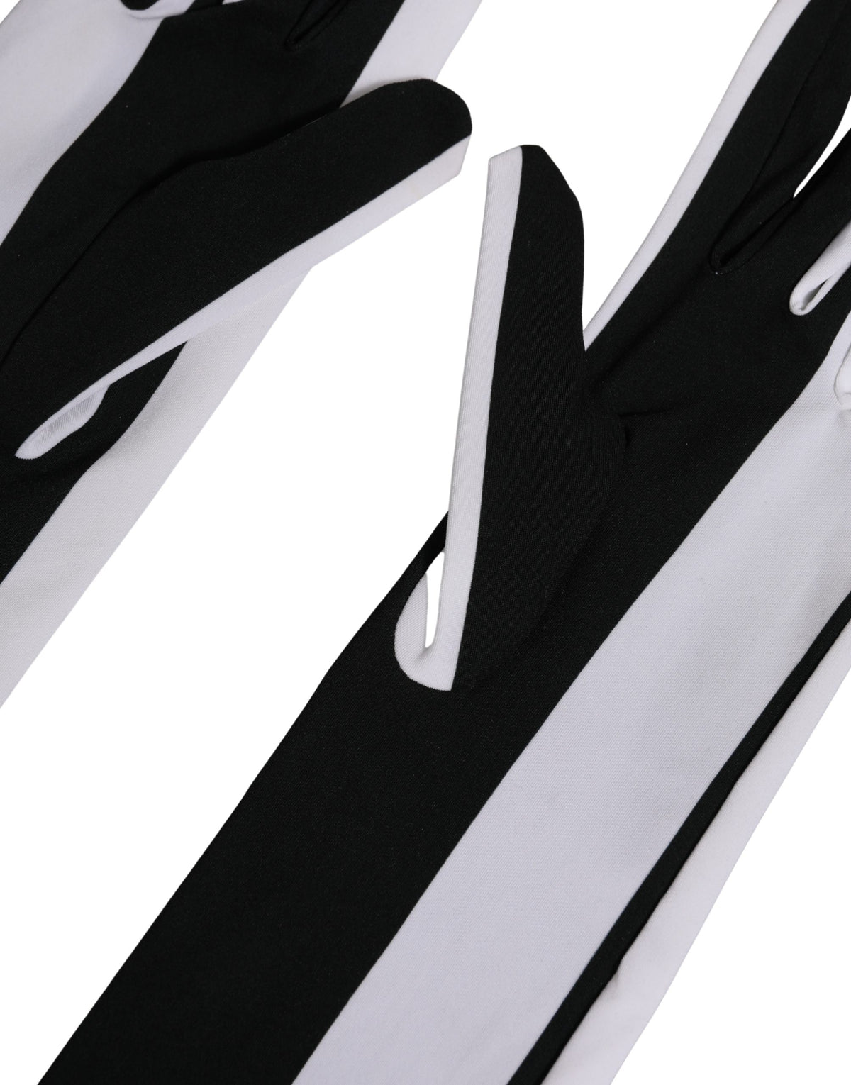 Dolce & Gabbana Black White Stripes Nylon Elbow Length Women Women's Gloves