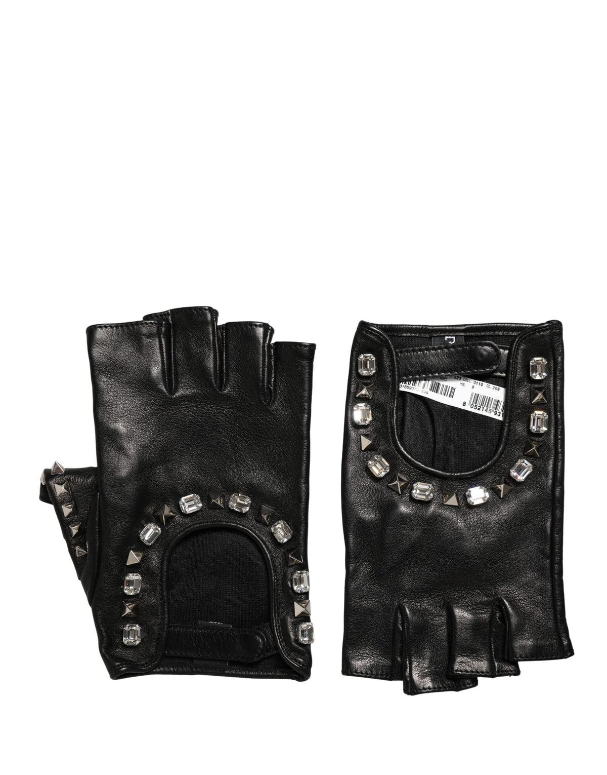 Dolce & Gabbana Black Embellished Wrist Length Mitten Women Women's Gloves
