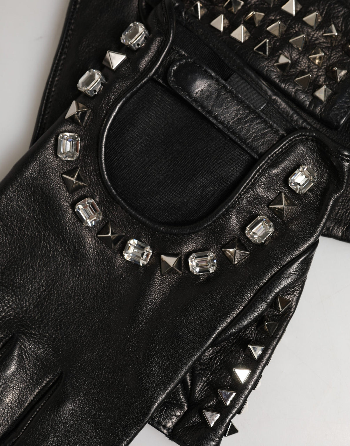 Dolce & Gabbana Black Embellished Wrist Length Mitten Women Women's Gloves
