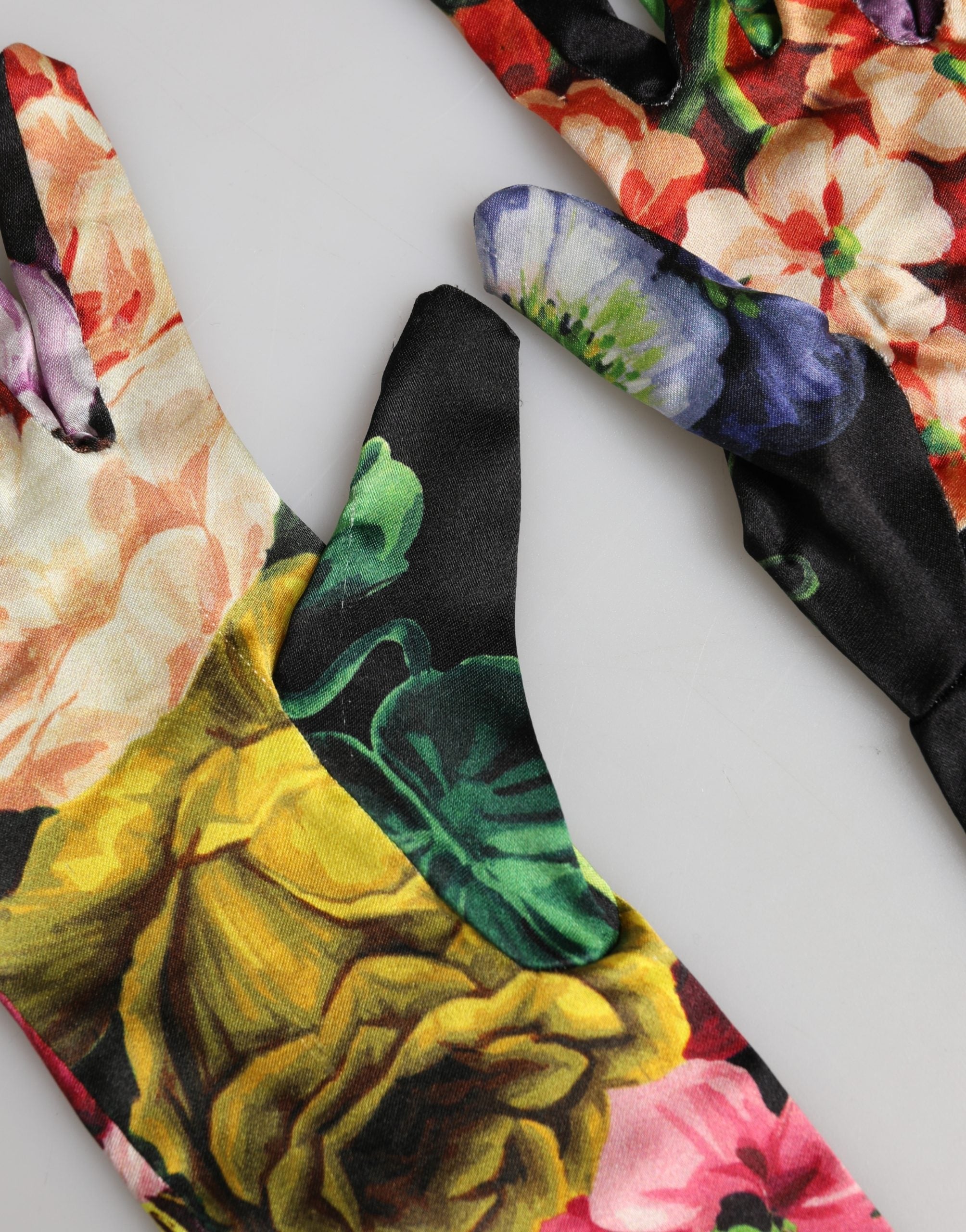 Dolce & Gabbana Multicolor Floral Print Elbow Length Women Women's Gloves (Pre-Owned)