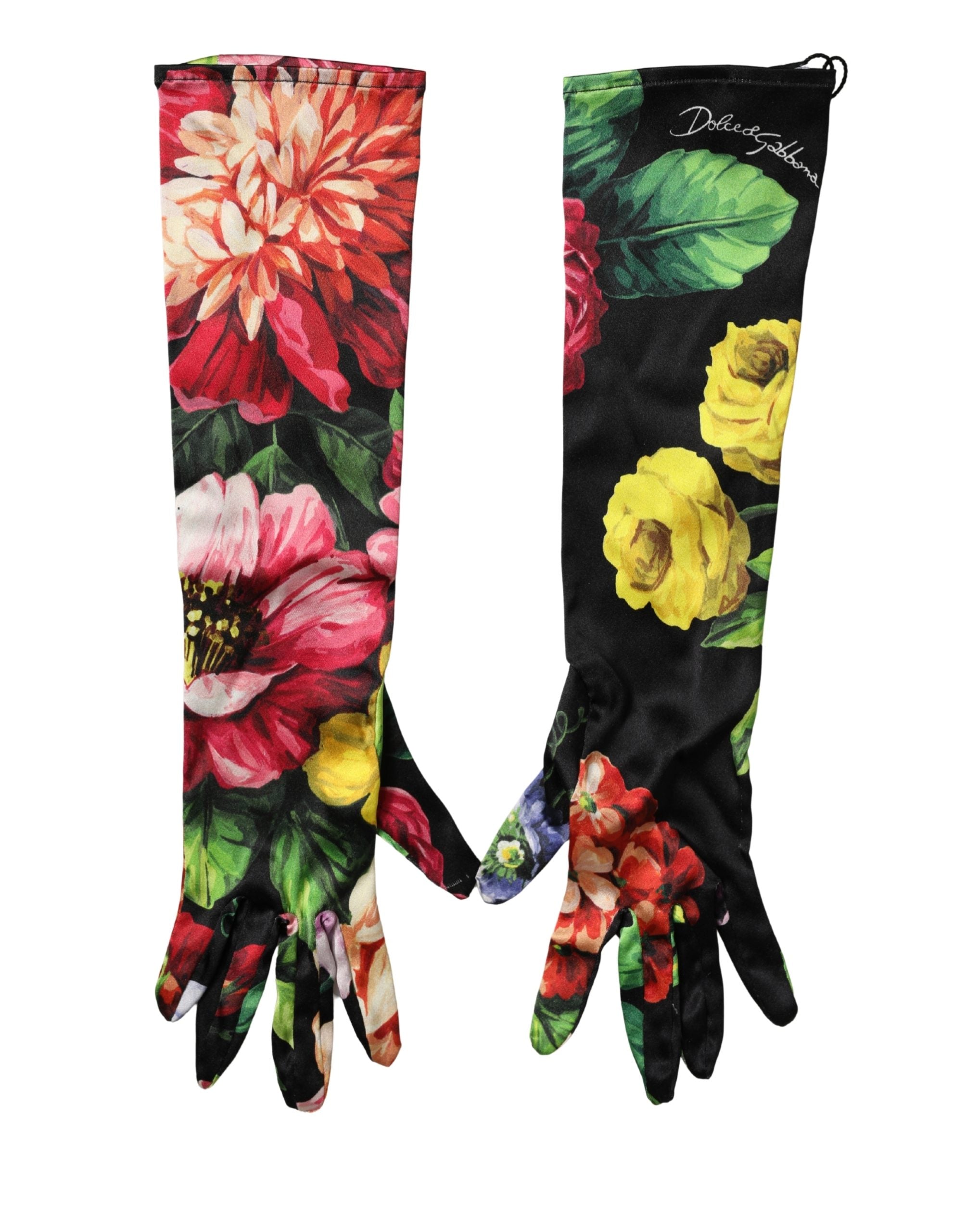 Dolce & Gabbana Multicolor Floral Print Elbow Length Women Women's Gloves (Pre-Owned)