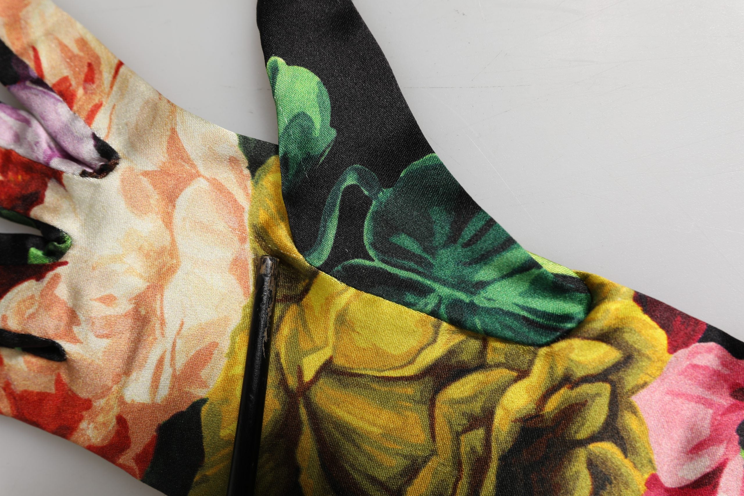 Dolce & Gabbana Multicolor Floral Print Elbow Length Women Women's Gloves (Pre-Owned)
