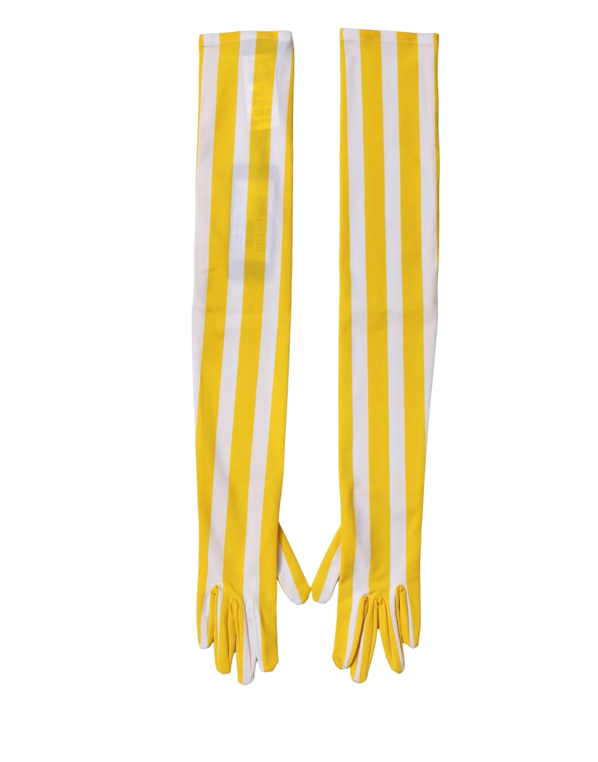 Dolce & Gabbana Yellow White Stripes Nylon Elbow Length Women Women's Gloves