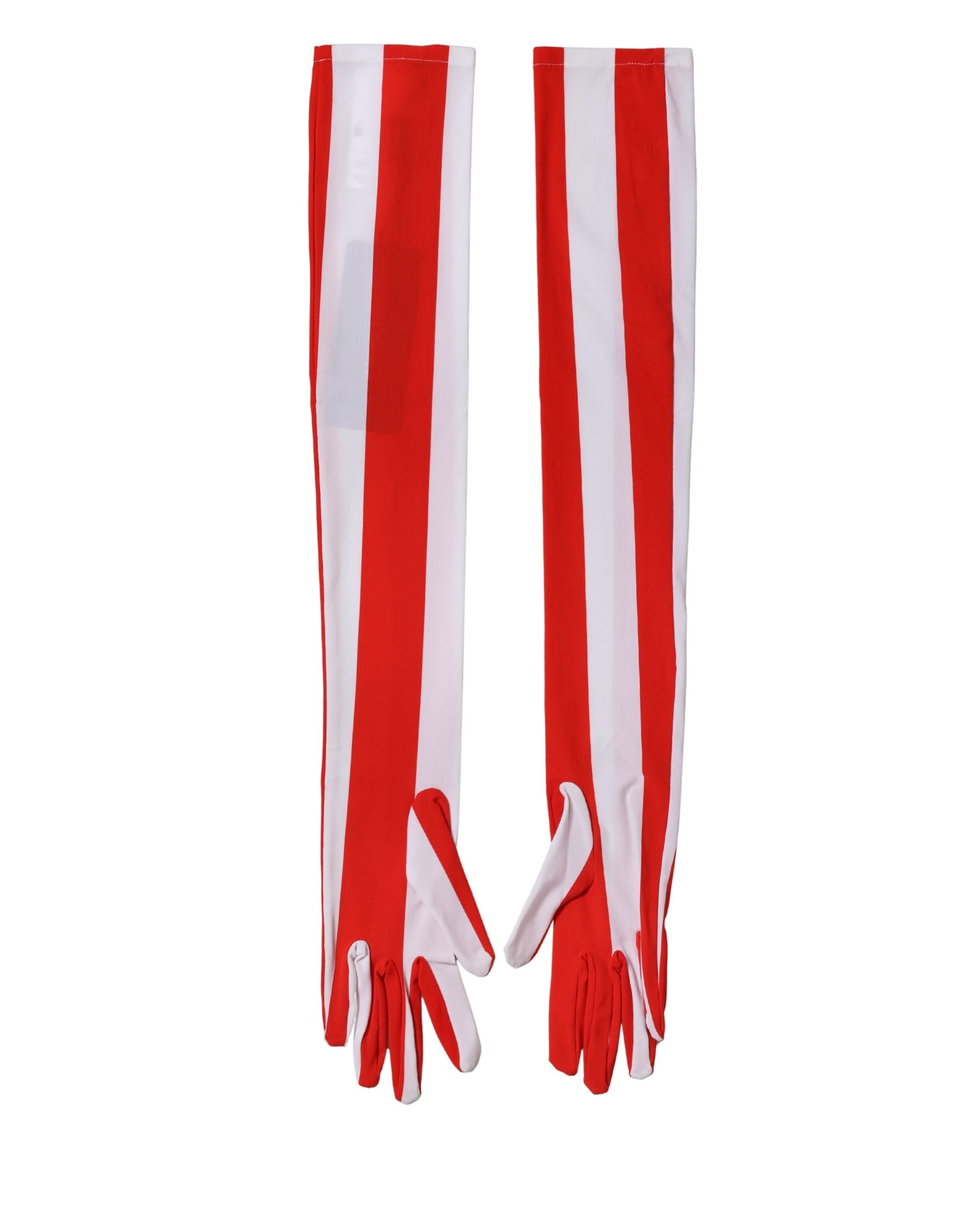 Dolce & Gabbana Red White Stripes Nylon Elbow Length Women Women's Gloves