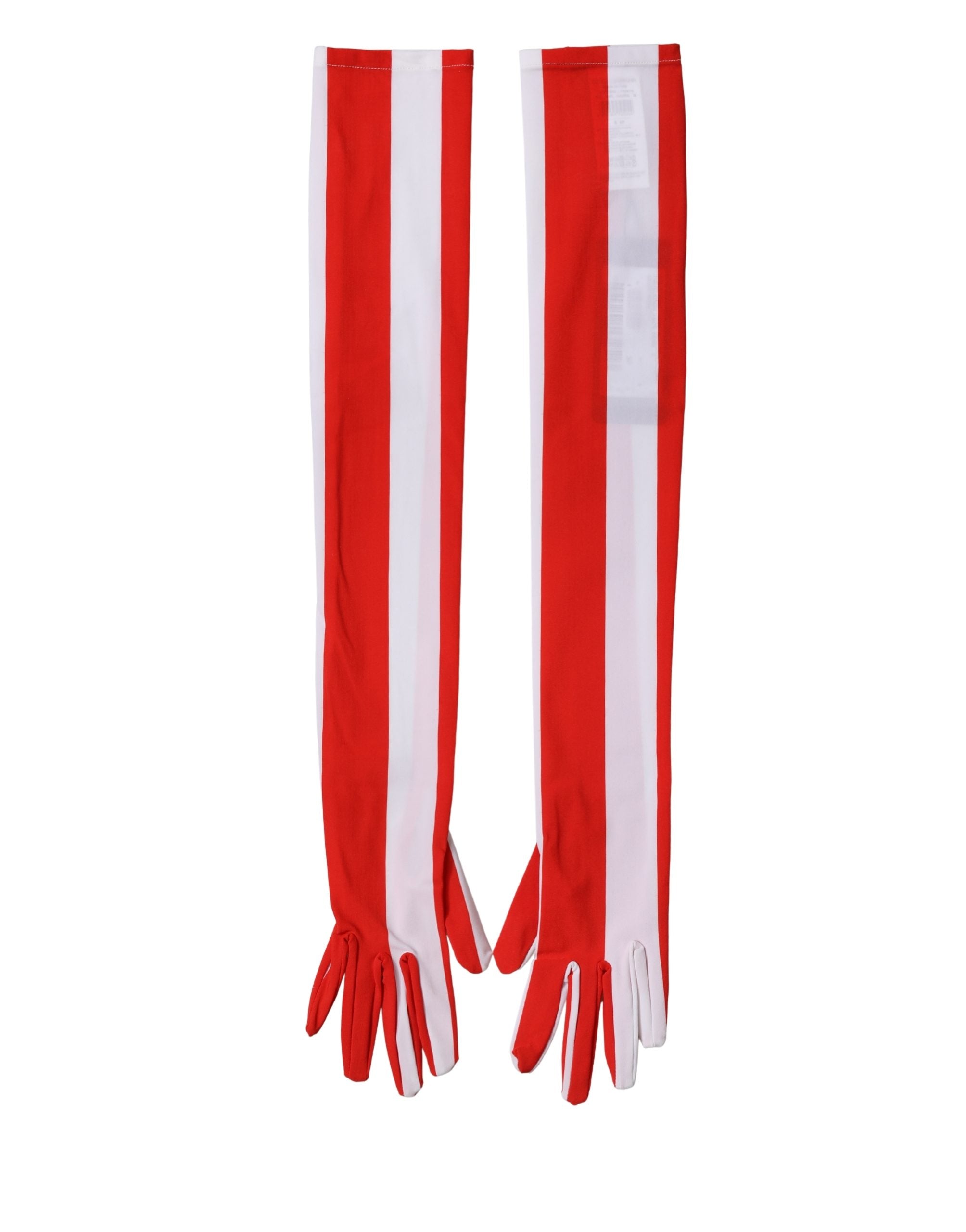Dolce & Gabbana Red White Stripes Nylon Elbow Length Women Women's Gloves