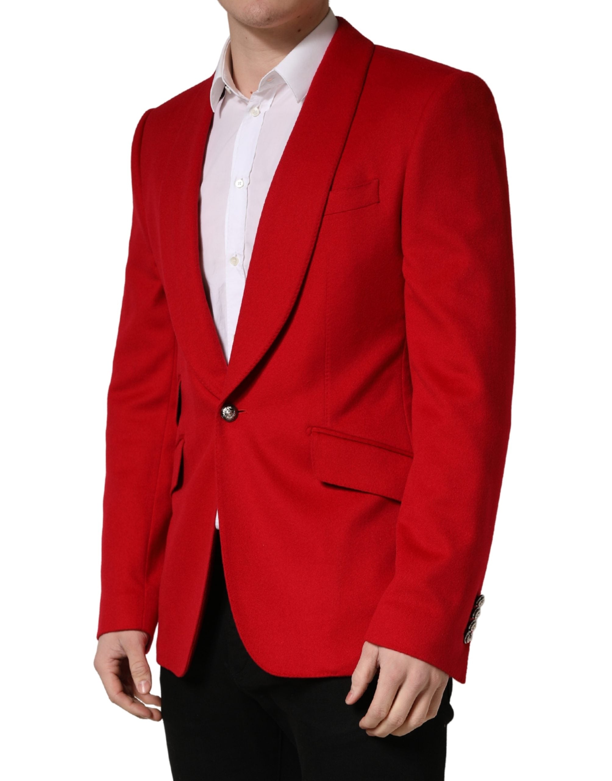 Dolce & Gabbana Red Cashmere Single Breasted Jacket Men's Blazer