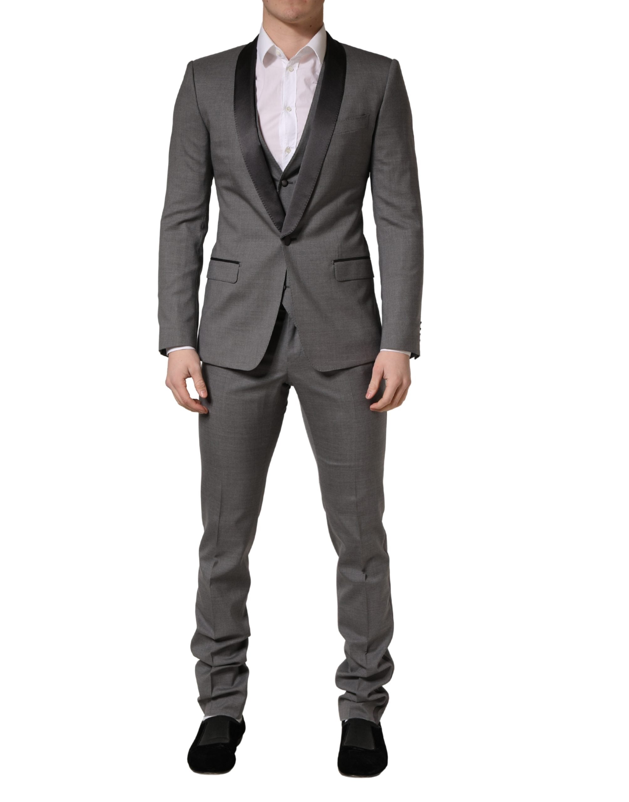 Dolce & Gabbana Gray Wool Single Breasted 1 Button 3PC Men's Suit