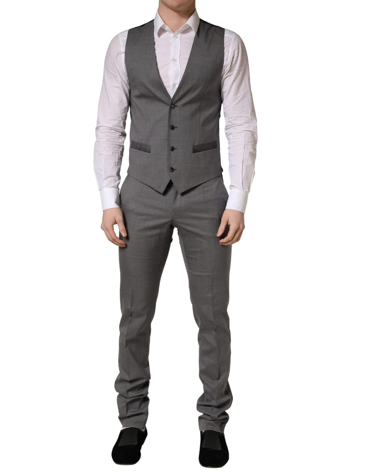 Dolce & Gabbana Gray Wool Single Breasted 1 Button 3PC Men's Suit