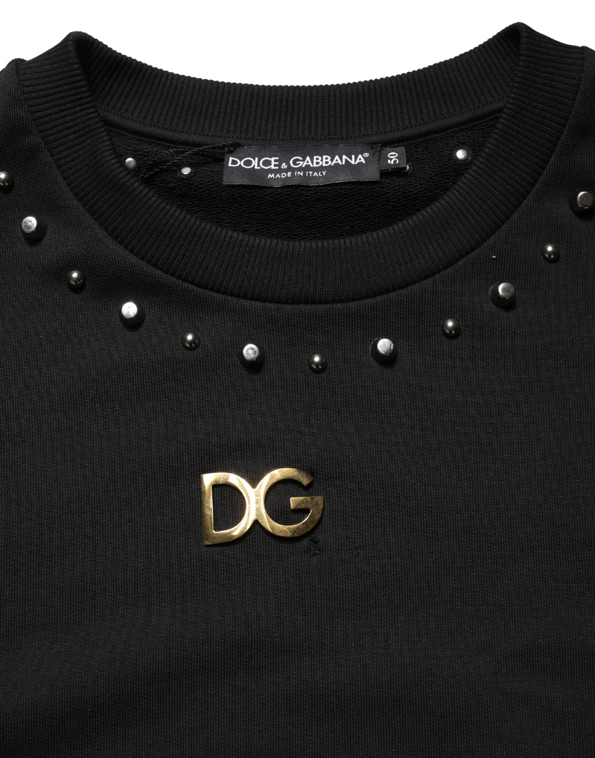 Dolce & Gabbana Black Embellished Cotton Sweatshirt Men's Sweater (Pre-Owned)