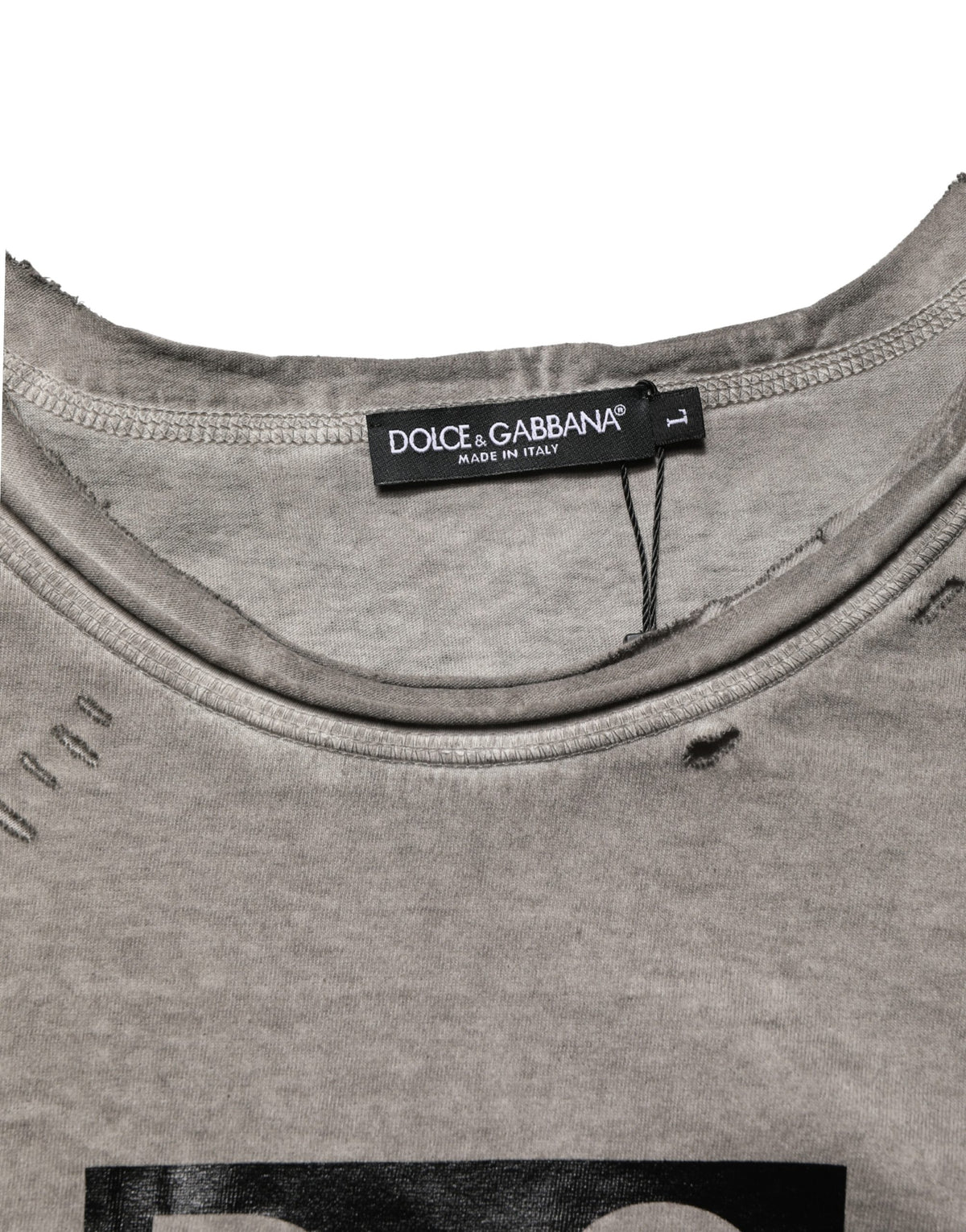 Dolce & Gabbana Gray DG Logo Print Cotton Round Neck Men's T-shirt