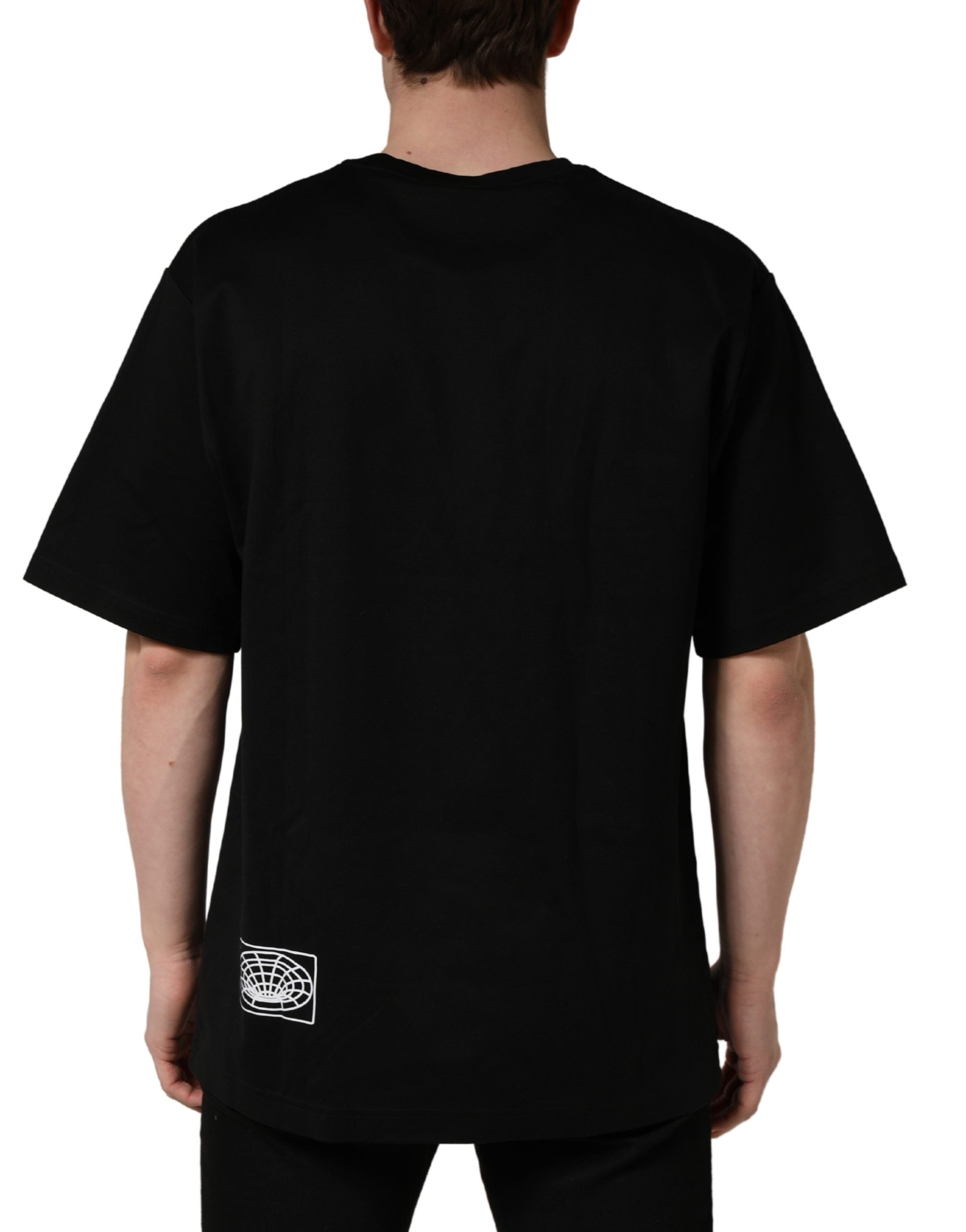 Dolce & Gabbana Black Logo Embroidered Men Crew Neck Men's T-shirt
