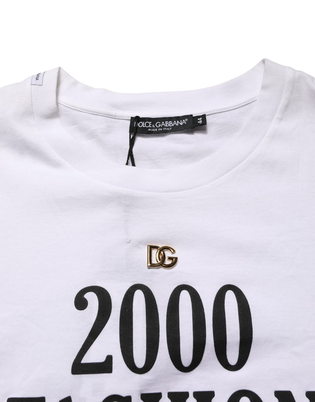 Dolce & Gabbana White Graphic Print DG Men Crew Neck Men's T-shirt (Pre-Owned)