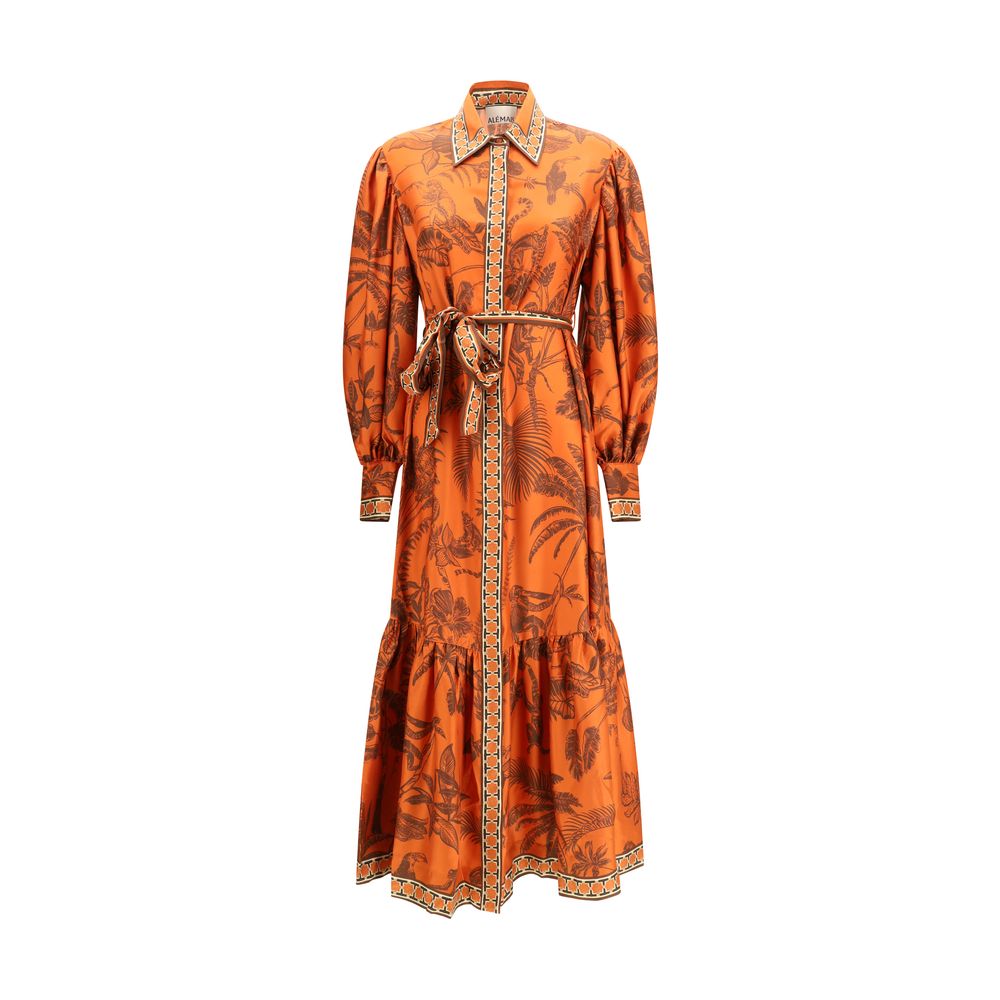 Alemais Orange Silk Casual Women's Dress