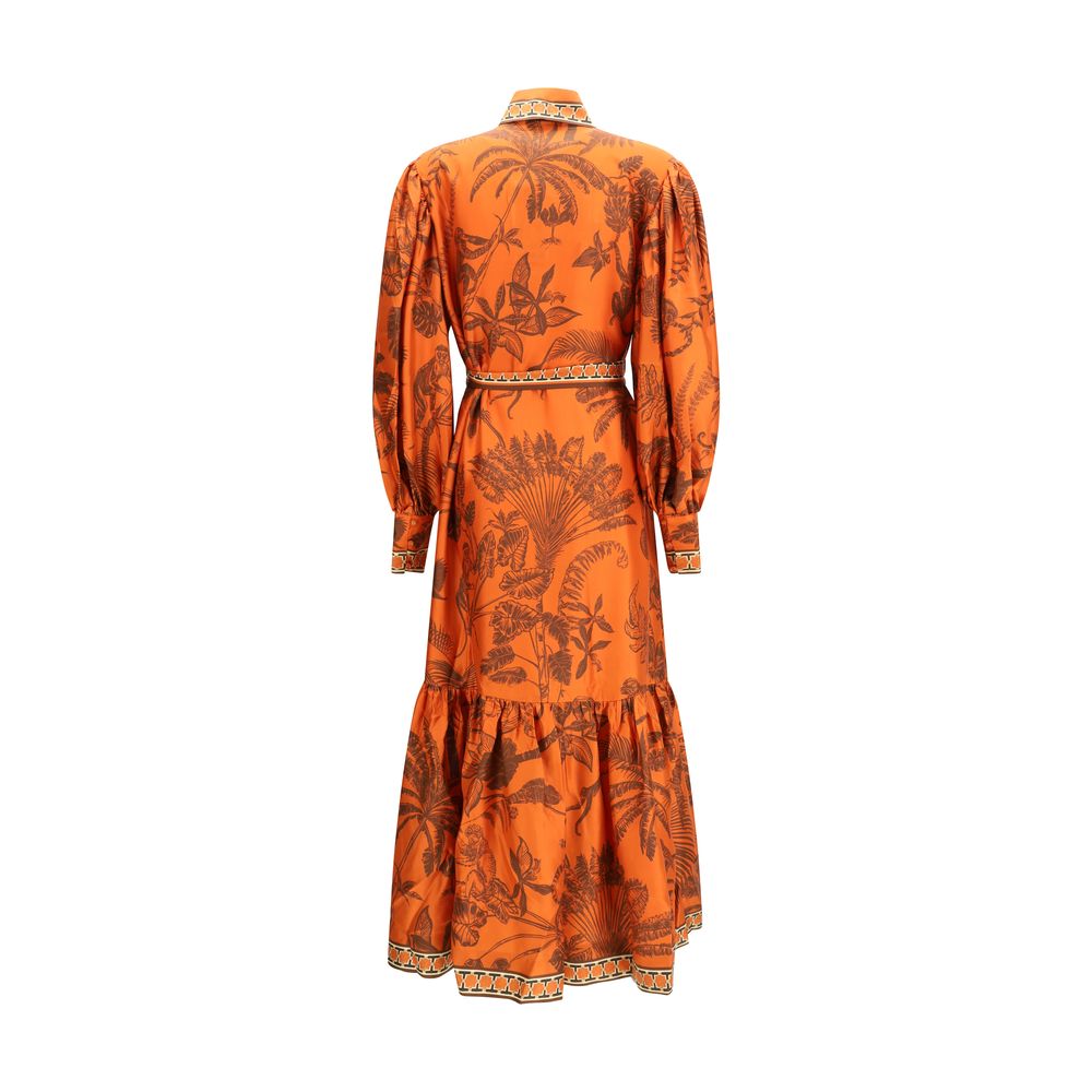 Alemais Orange Silk Casual Women's Dress