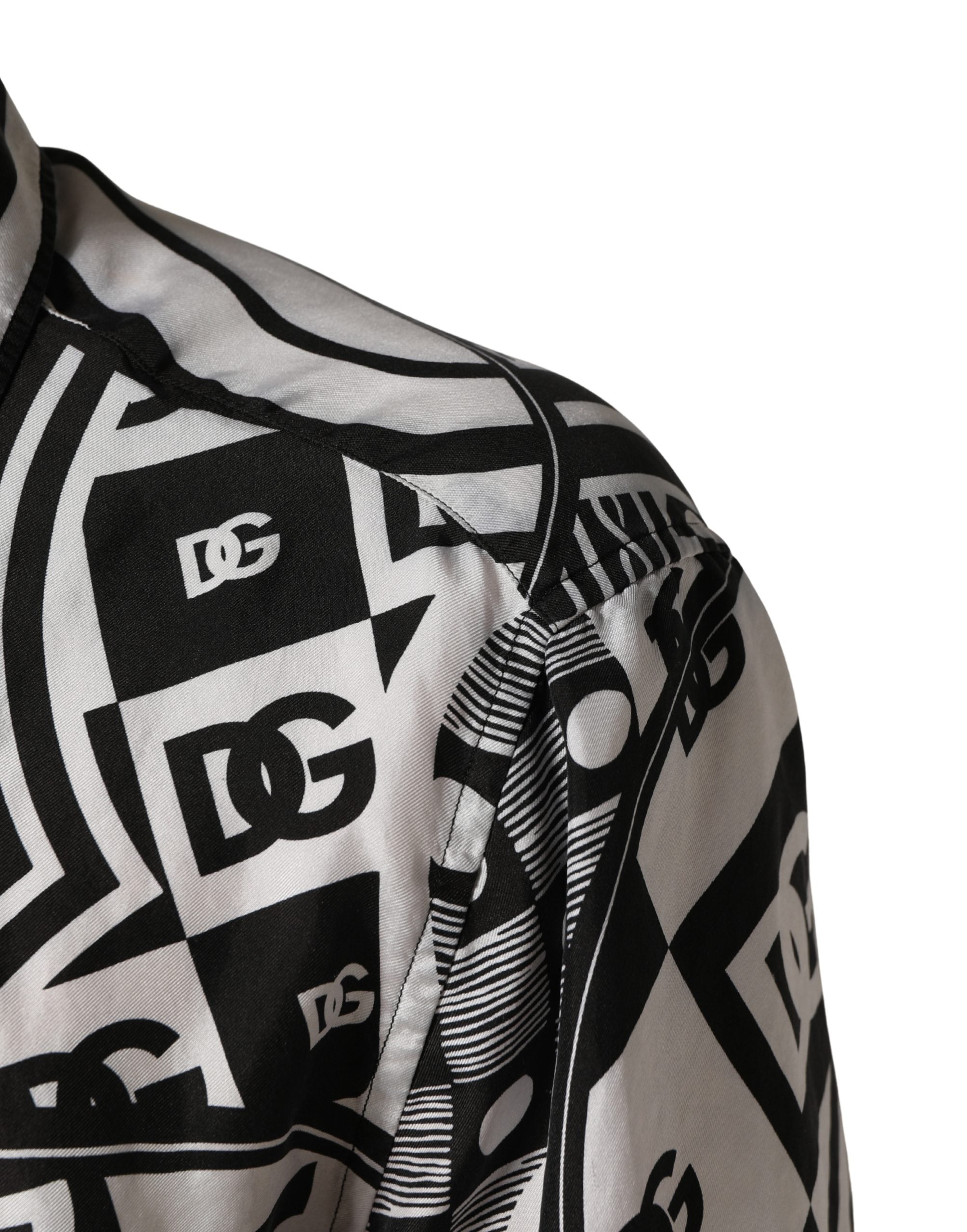 Dolce & Gabbana Black White Bandana Print Collared Men's Shirt (Pre-Owned)
