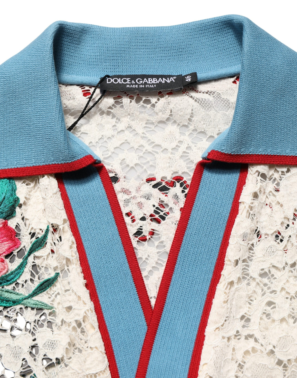 Dolce & Gabbana Beige Floral Tennis Club Lace Polo Men's T-shirt