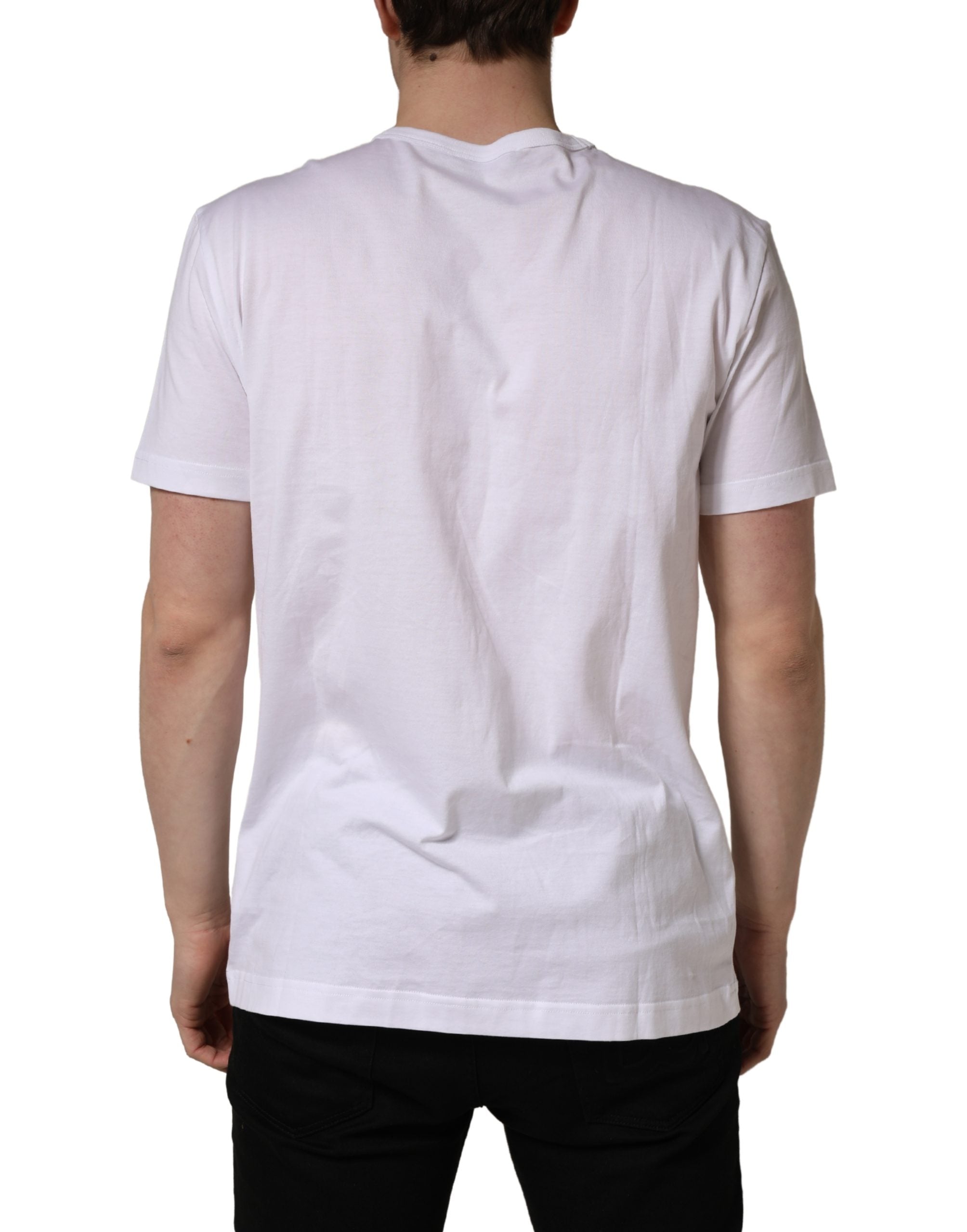 Dolce & Gabbana White DG Leaf Embroidery Crew Neck  Men's T-shirt