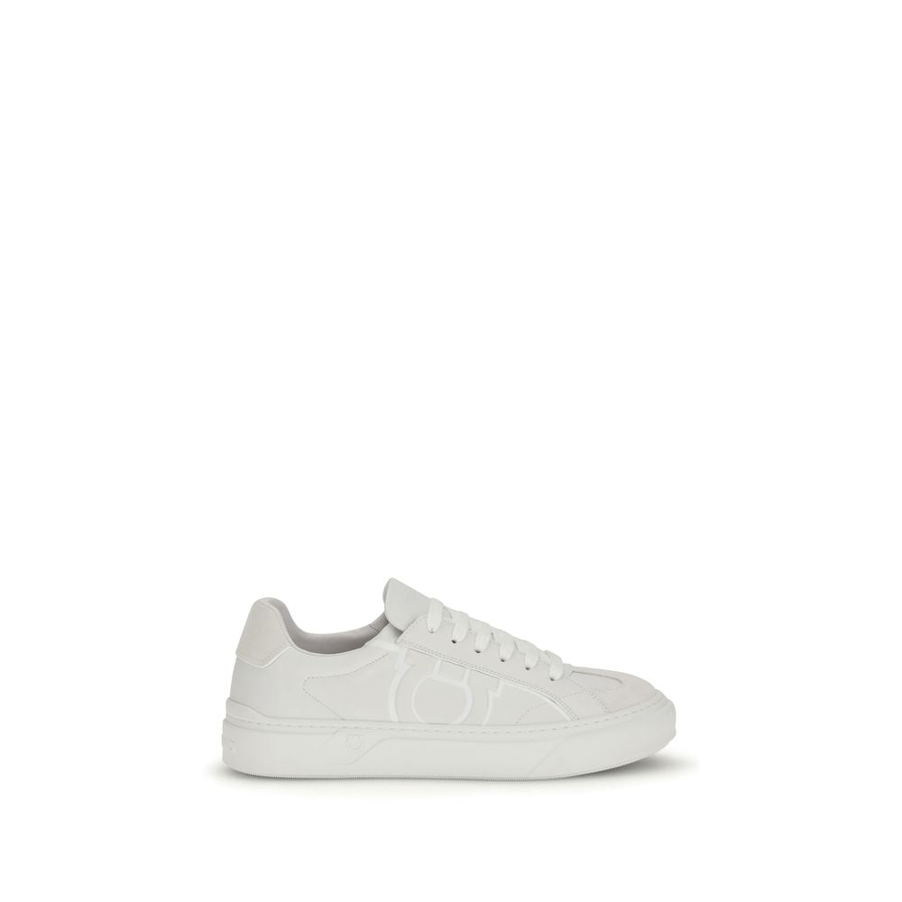 Ferragamo White Calf Leather Bos Taurus Men's Sneakers