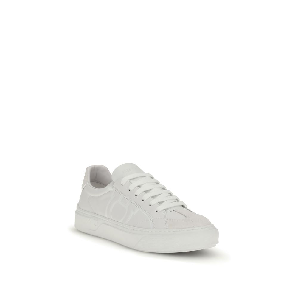 Ferragamo White Calf Leather Bos Taurus Men's Sneakers