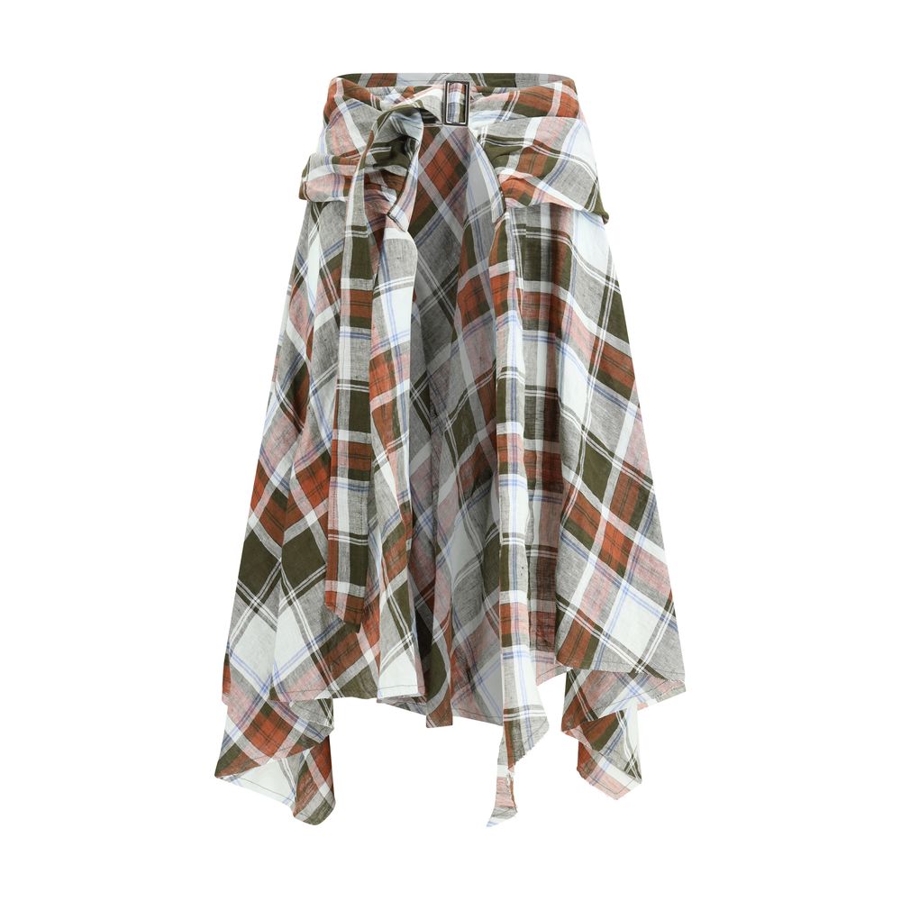 MARBELL Multicolor Linen Midi Women's Skirt
