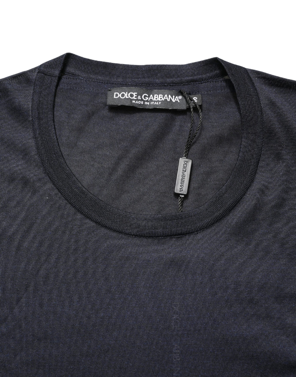 Dolce & Gabbana Dark Blue DG Logo Silk Men Crew Neck Men's T-shirt (Pre-Owned)