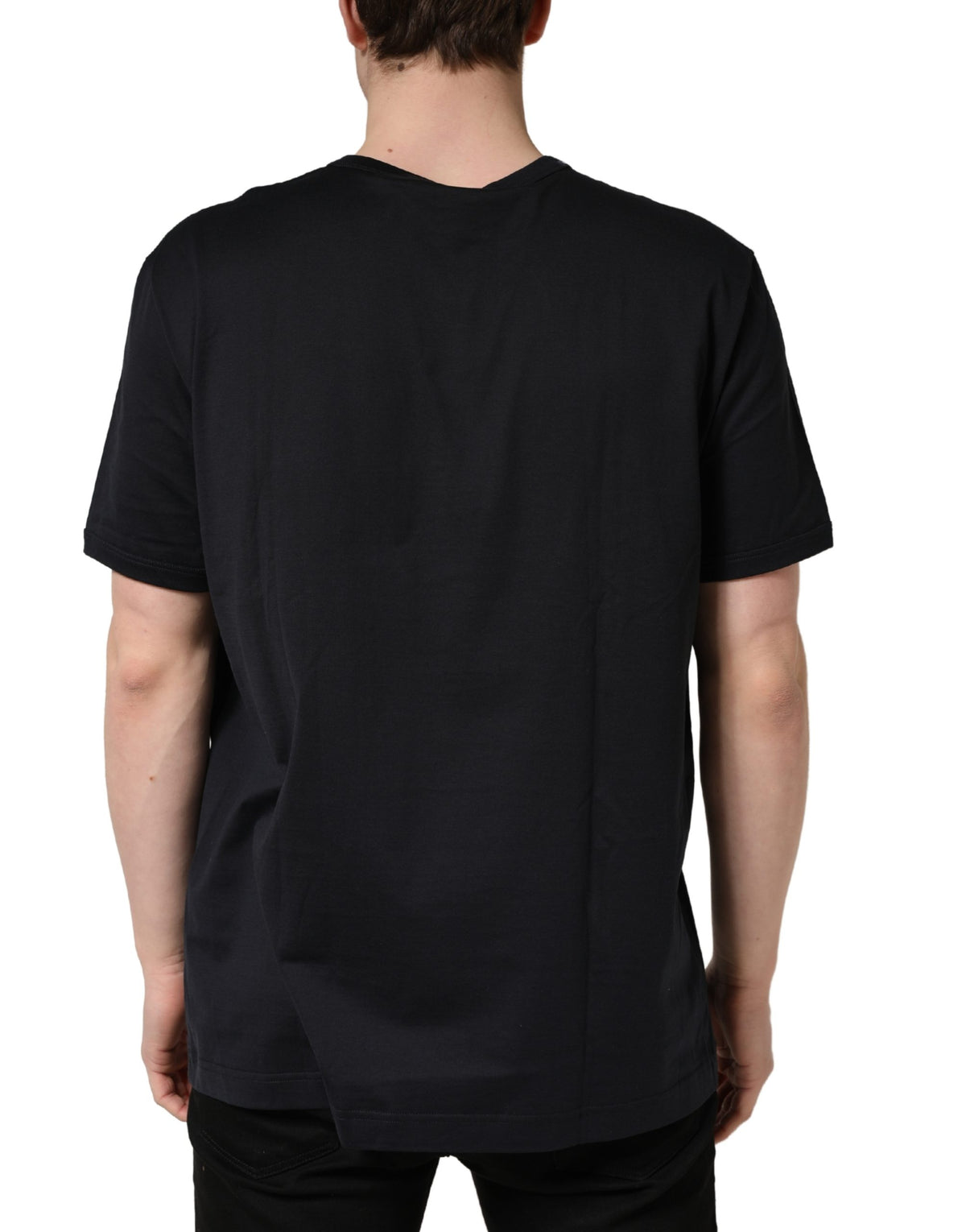 Dolce & Gabbana Black #DGFAMILY Patch Men Crew Neck Men's T-shirt