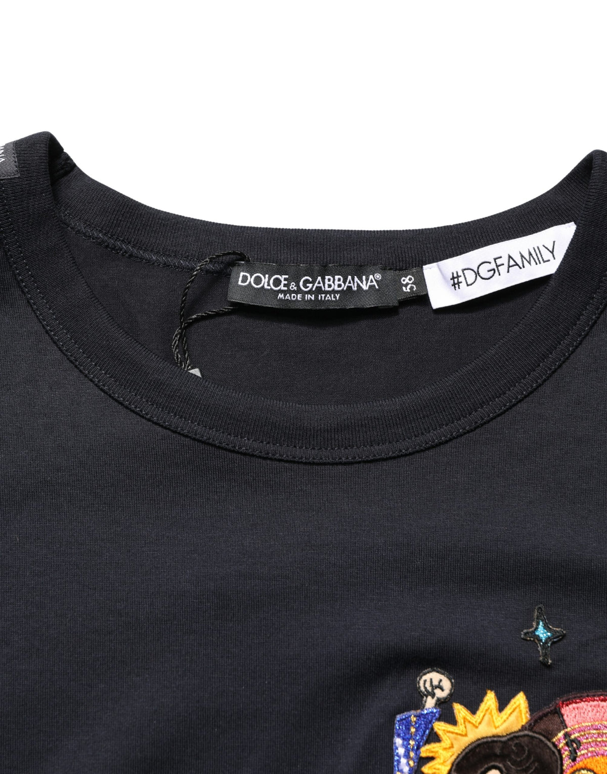 Dolce & Gabbana Black #DGFAMILY Patch Men Crew Neck Men's T-shirt
