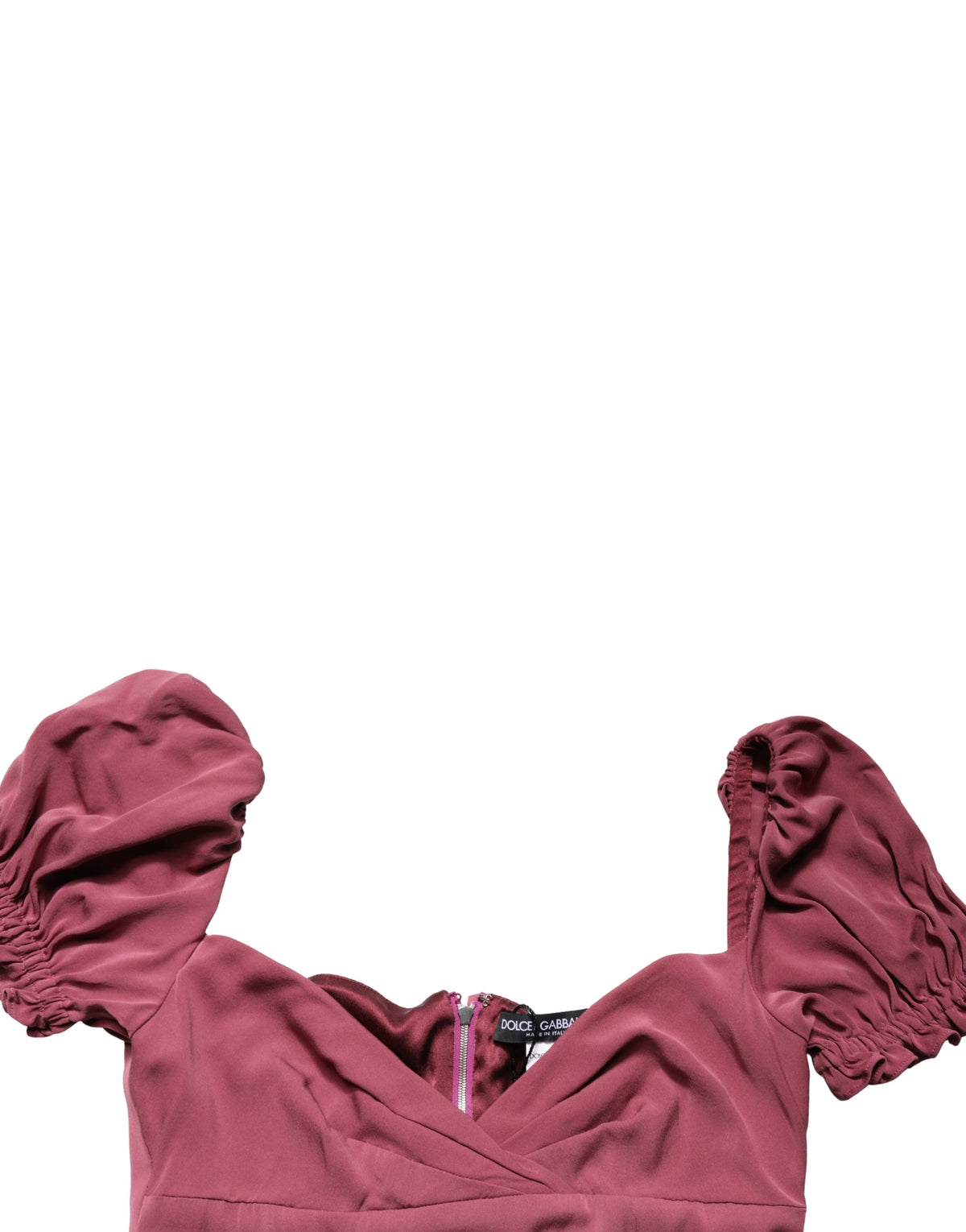 Dolce & Gabbana Maroon Silk Sweetheart Sheath Midi Women's Dress
