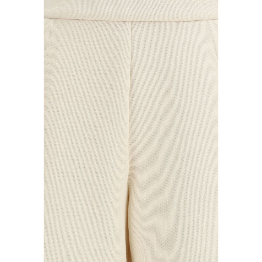 Max Mara Pure Beige Cotton Casual Women's Pants