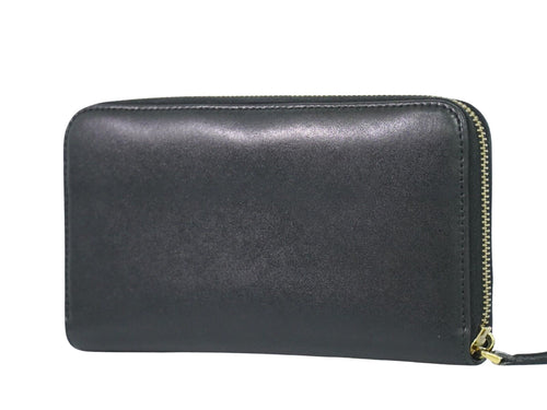 Fendi Round Zipper Black Leather Wallet  (Pre-Owned)