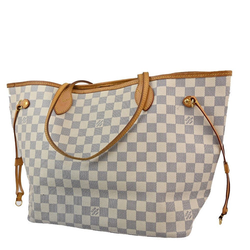 Louis Vuitton Neverfull Mm White Canvas Shoulder Bag (Pre-Owned)