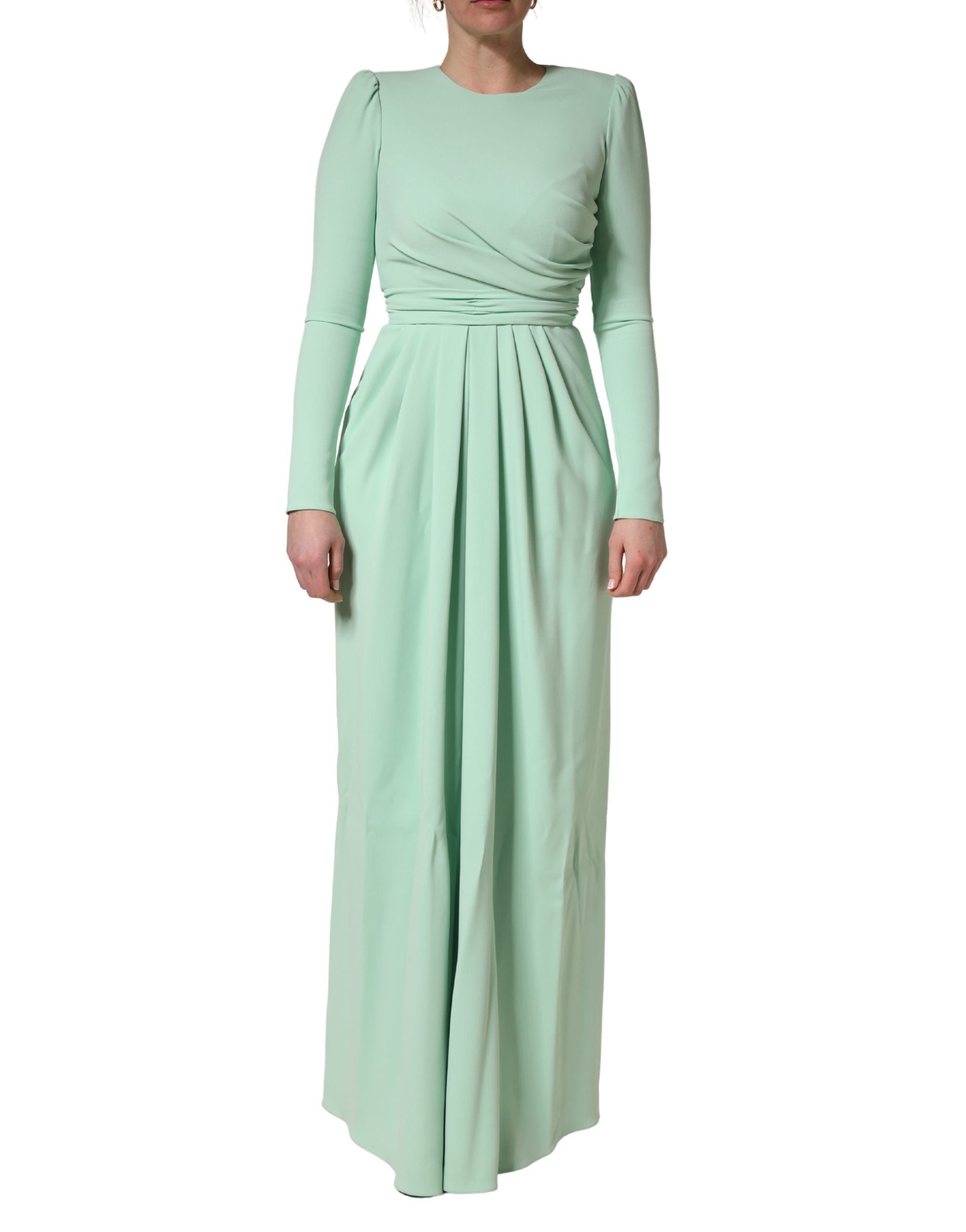 Dolce & Gabbana Green Viscose Long Sleeves Long Gown Women's Dress