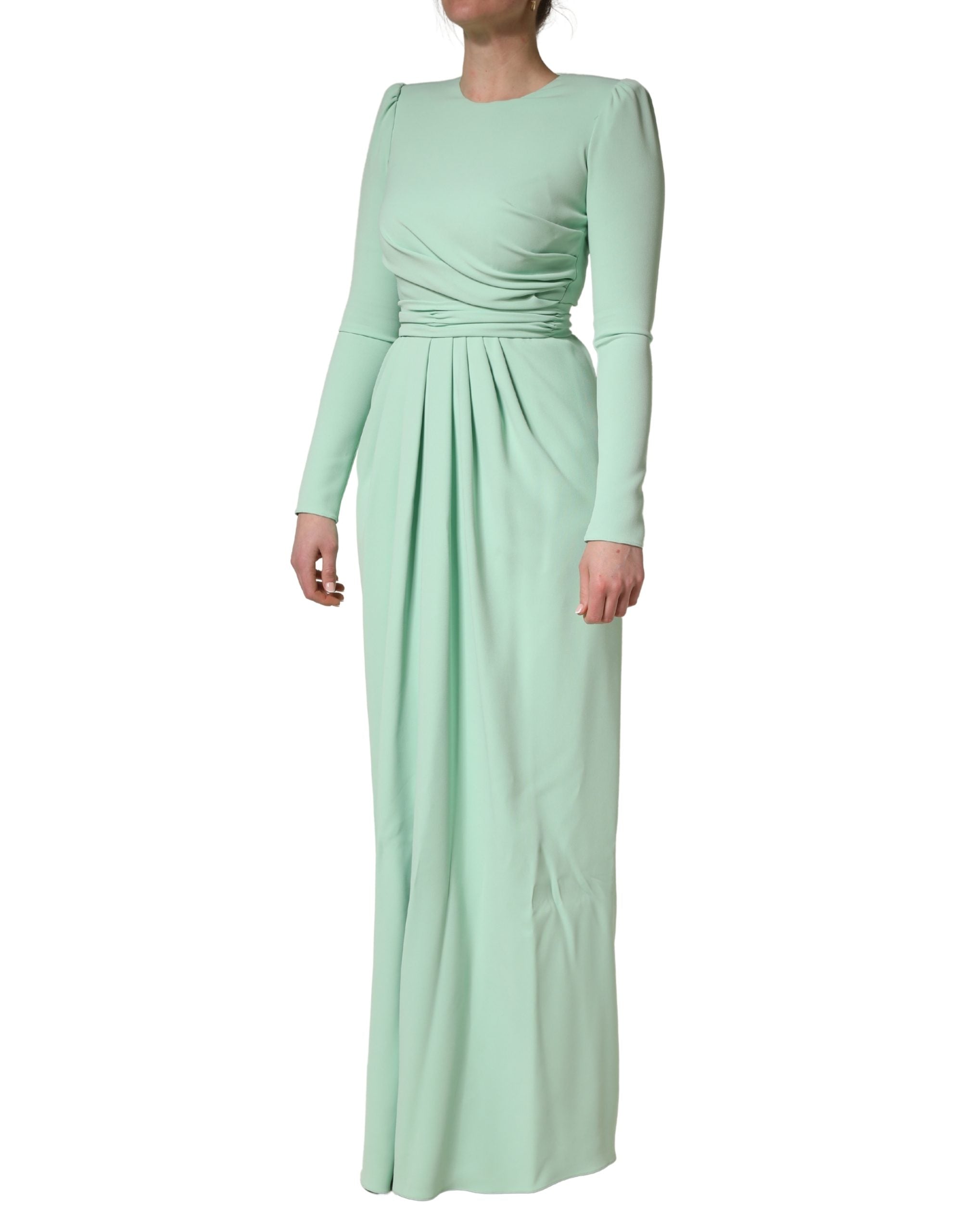 Dolce & Gabbana Green Viscose Long Sleeves Long Gown Women's Dress