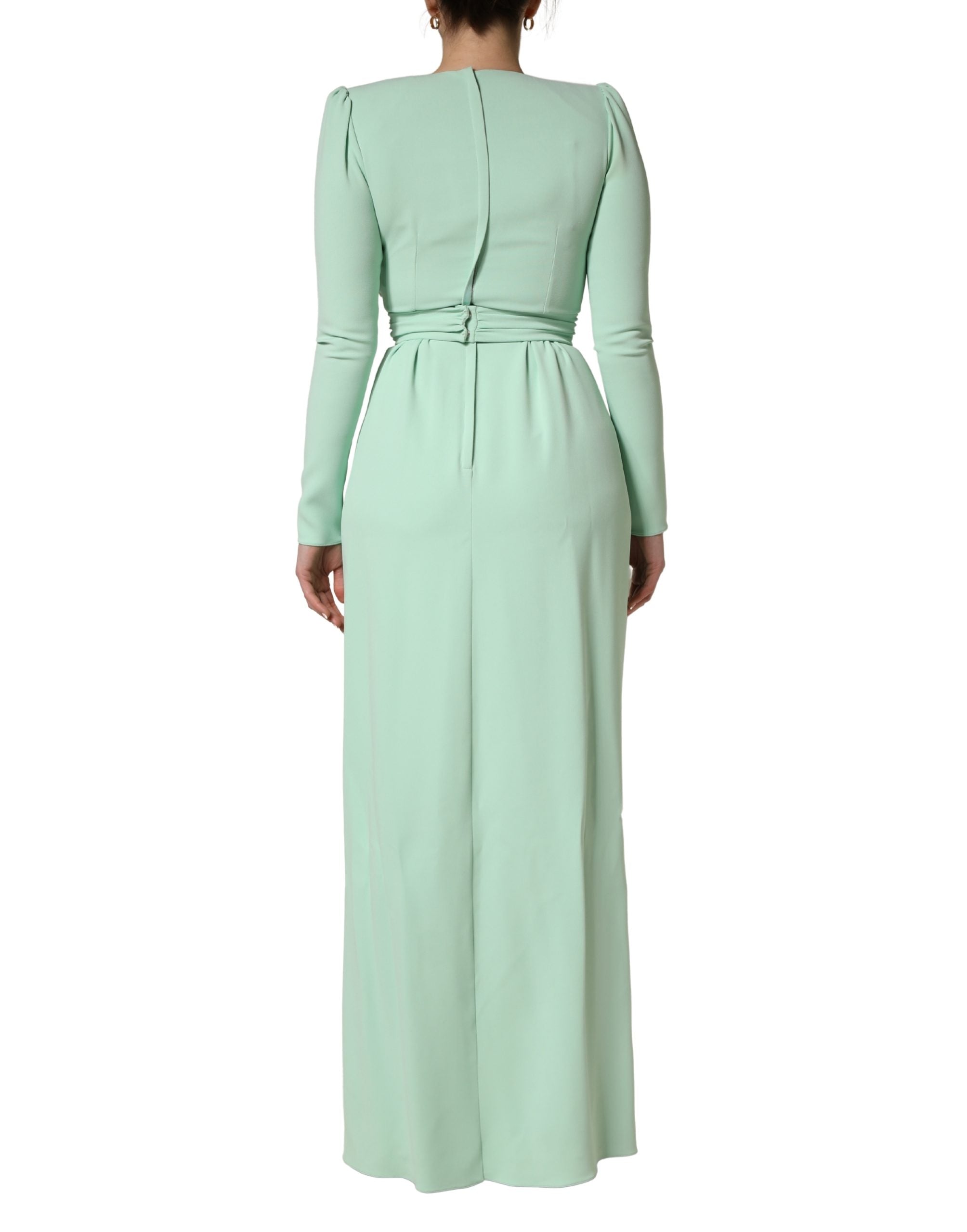 Dolce & Gabbana Green Viscose Long Sleeves Long Gown Women's Dress