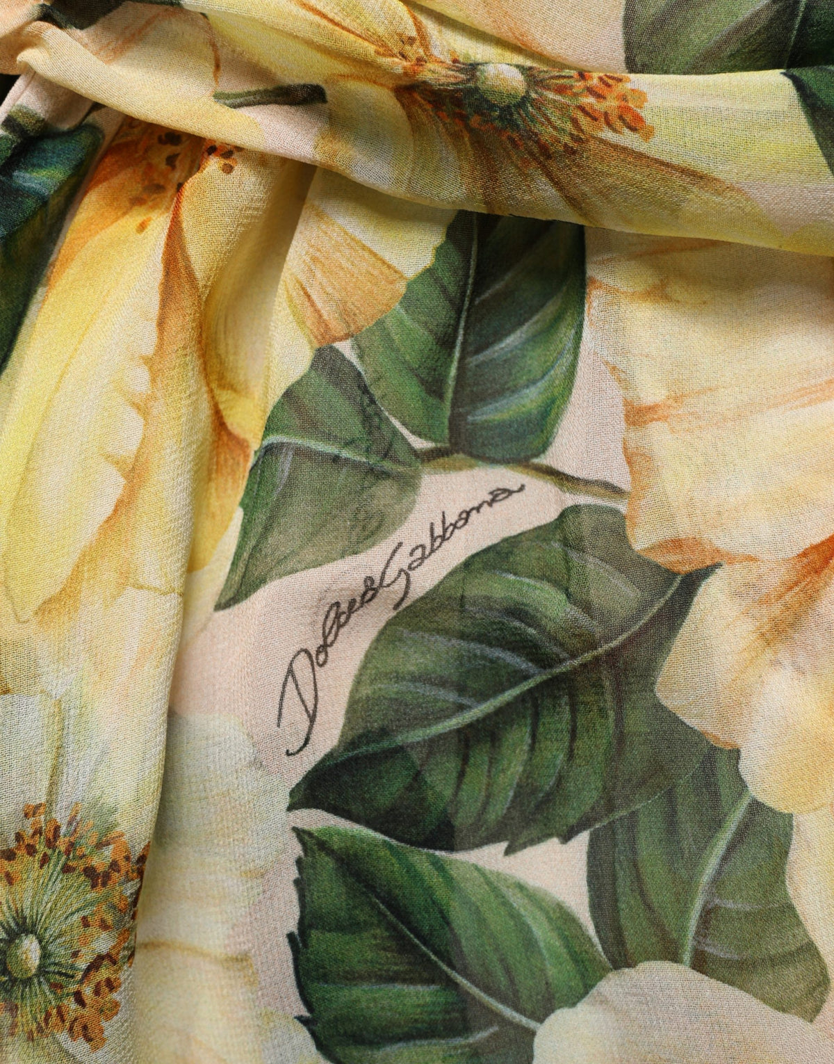 Dolce & Gabbana Yellow Silk Floral Print Pleated Maxi Women's Dress (Pre-Owned)