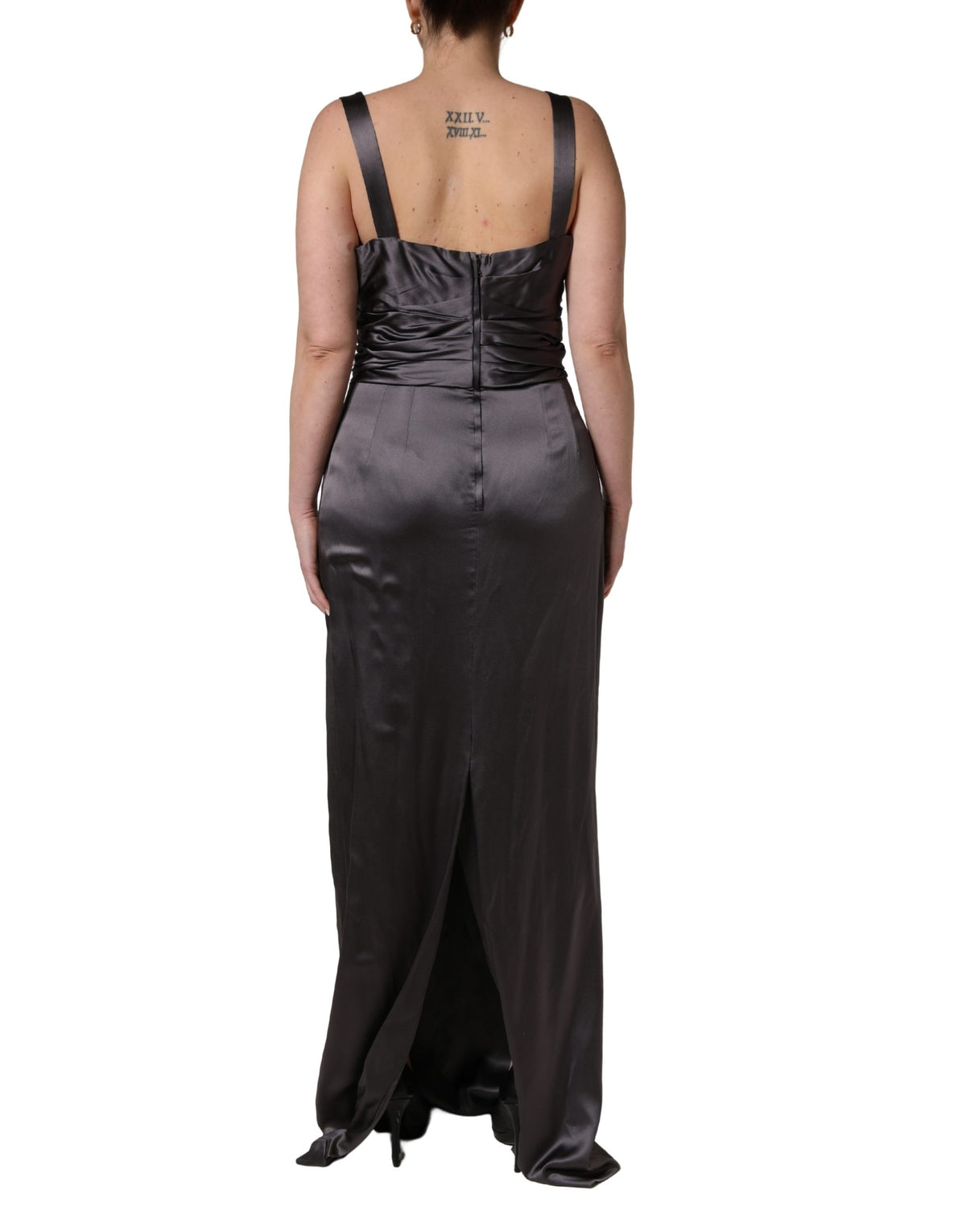 Dolce & Gabbana Black Satin Sleeveless Sweetheart Women's Dress (Pre-Owned)