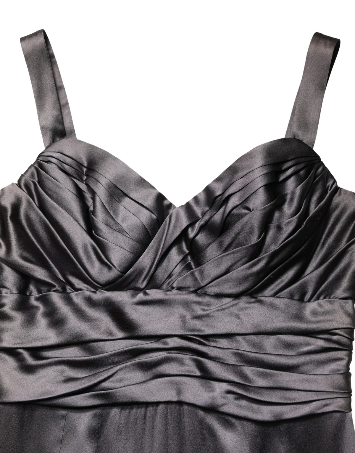 Dolce & Gabbana Black Satin Sleeveless Sweetheart Women's Dress (Pre-Owned)