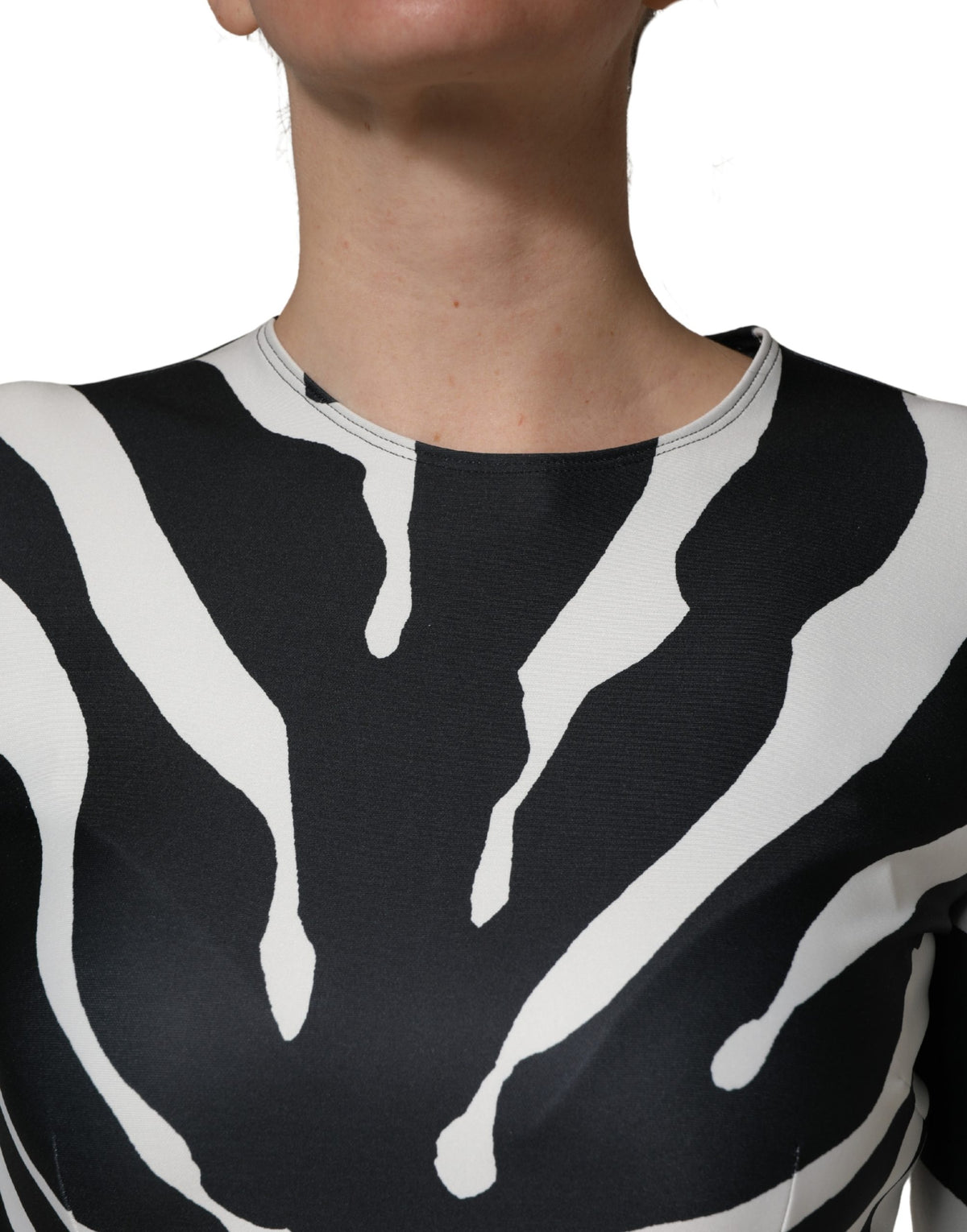 Dolce & Gabbana Black White Polyester Zebra Pattern Women's Jumpsuit