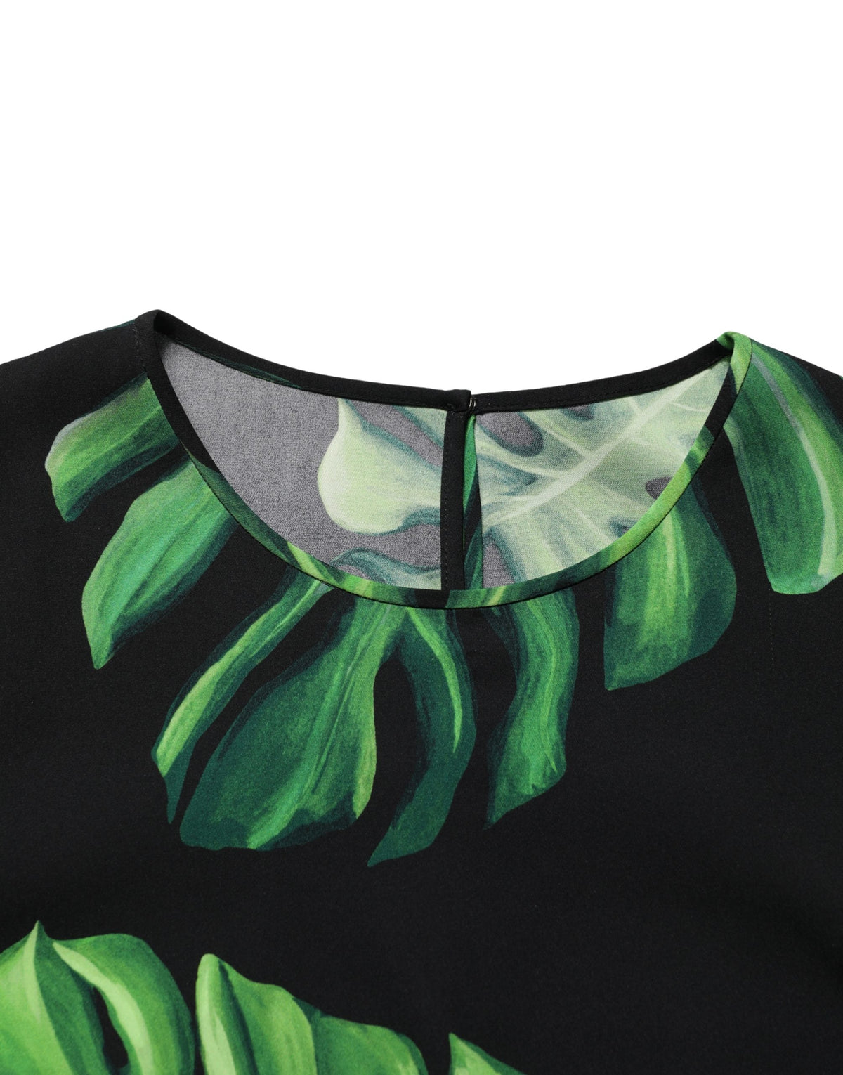 Dolce & Gabbana Black Philodendron Print Silk Blouse Women's Top