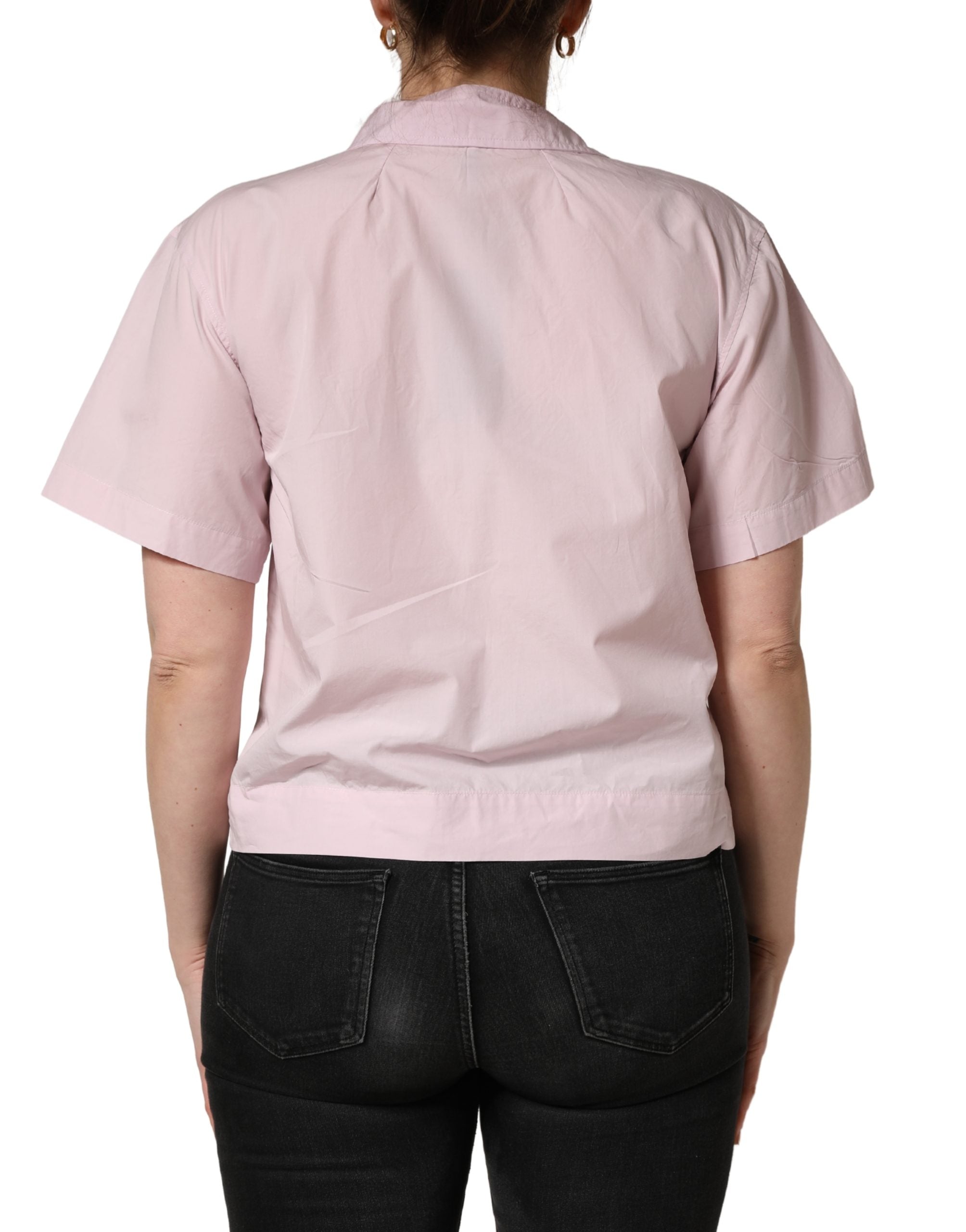 Dolce & Gabbana LightPink Cotton Collared Buttoned Blouse  Women's Top (Pre-Owned)