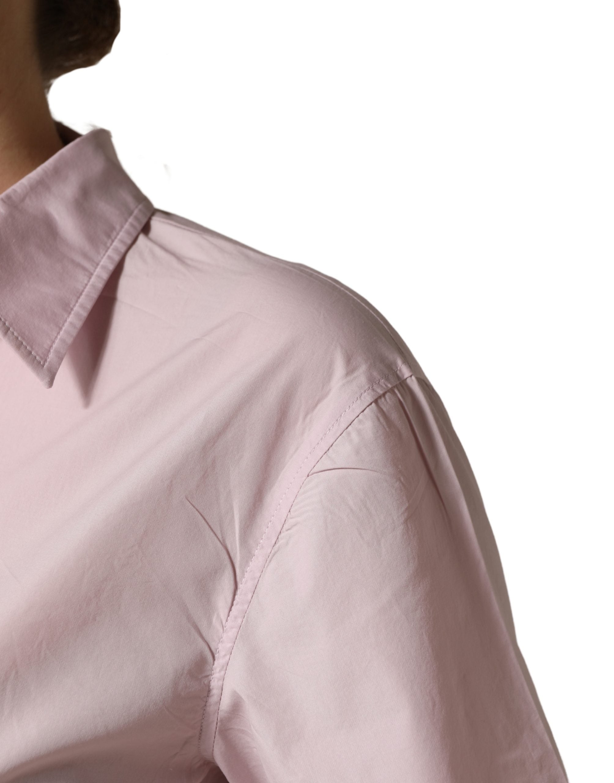 Dolce & Gabbana LightPink Cotton Collared Buttoned Blouse  Women's Top (Pre-Owned)