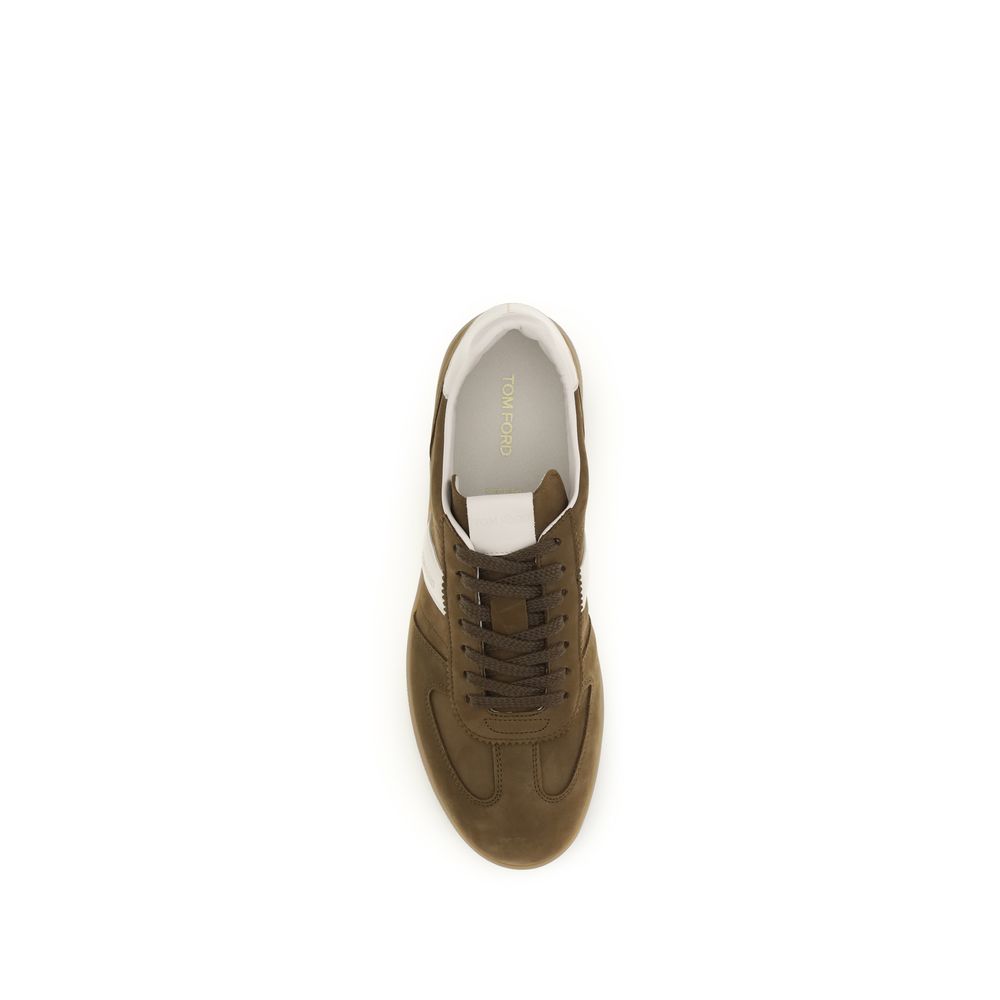 Tom Ford Brown Calf Leather Bos Taurus Low Top Men's Sneakers