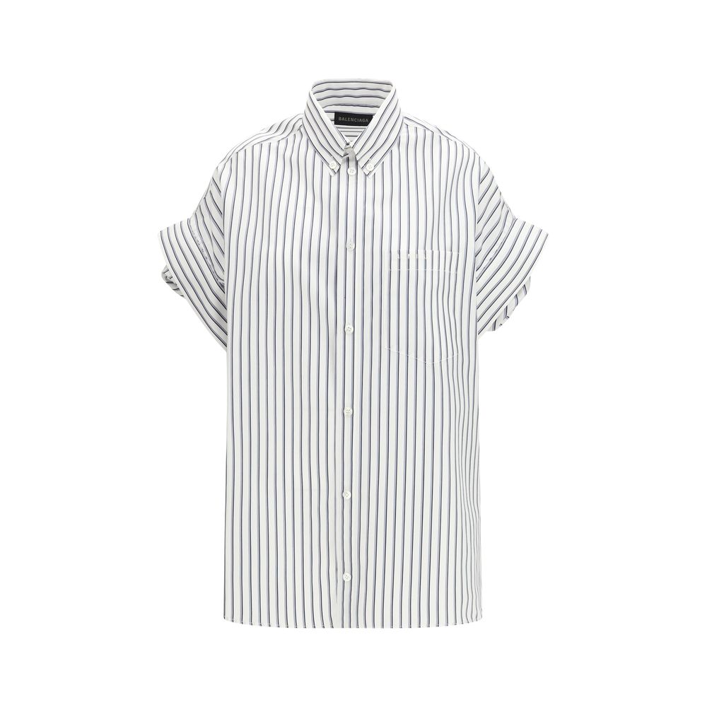 Balenciaga White Cotton Shortsleeve Women's Shirt