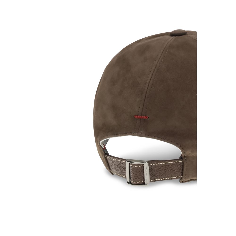 Brunello Cucinelli Brown Calf Leather Bos Taurus Cap (Baseball Men's Hat)