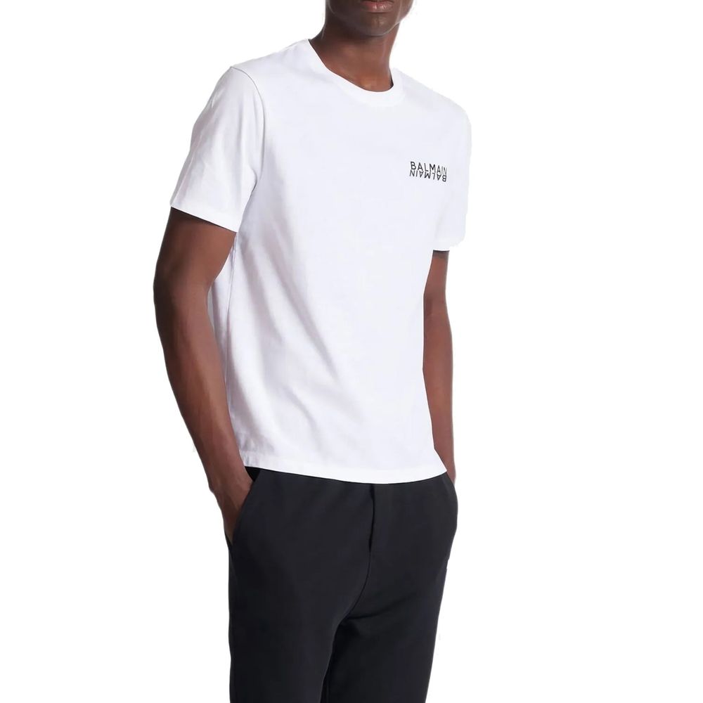Balmain White Cotton Men's T-Shirt