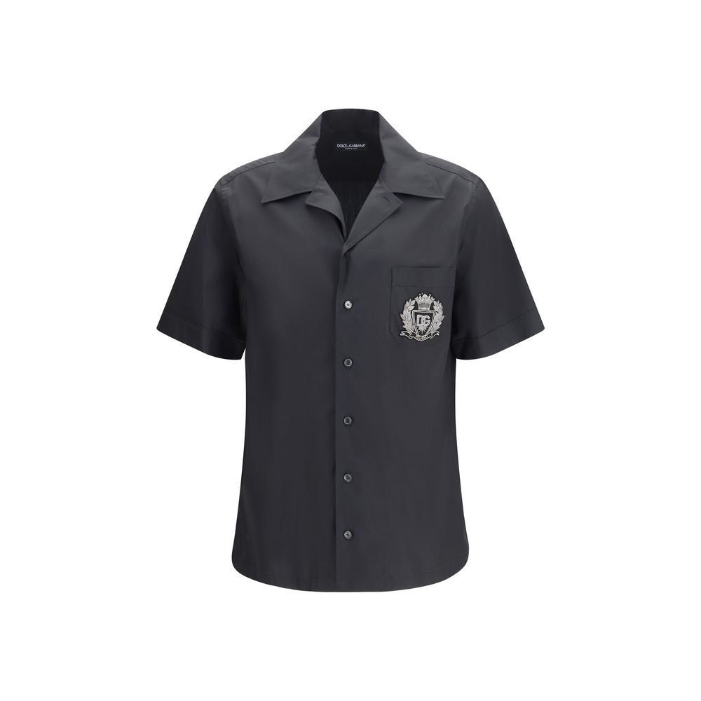 Dolce & Gabbana Black Cotton Shortsleeve Men's Shirt