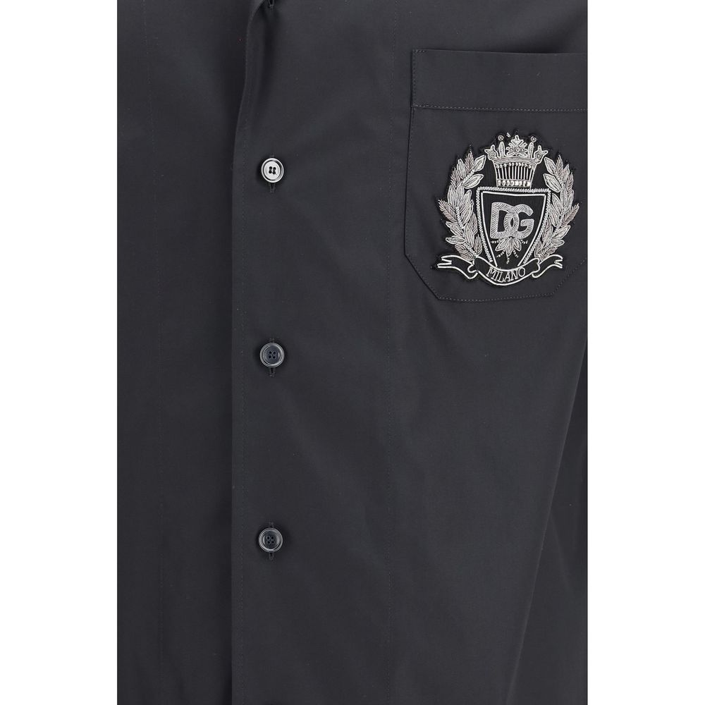 Dolce & Gabbana Black Cotton Shortsleeve Men's Shirt