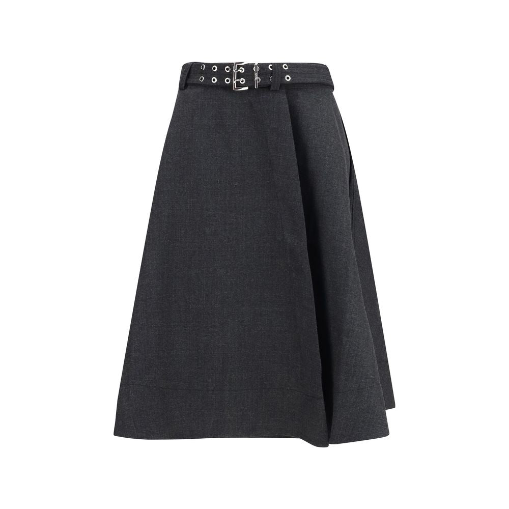 Ganni Gray Recycled Polyester Long Women's Skirt