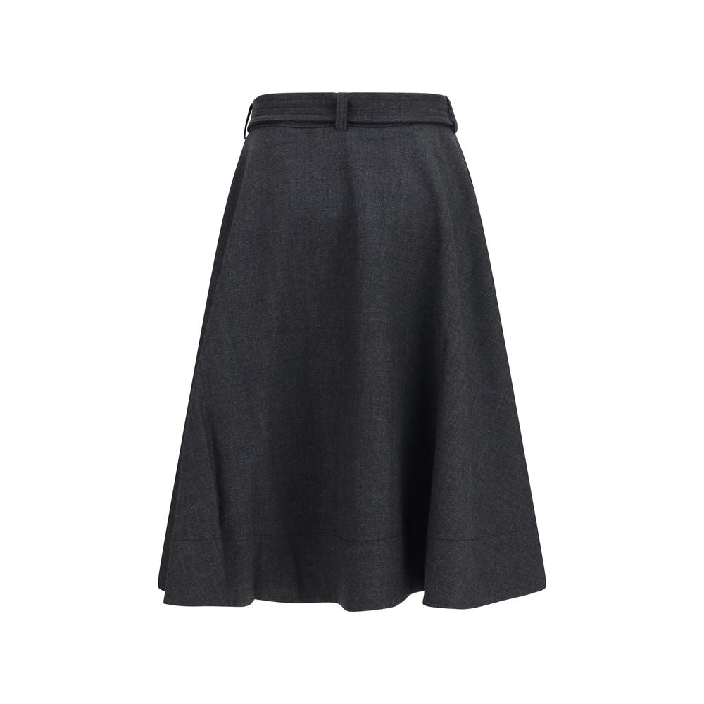 Ganni Gray Recycled Polyester Long Women's Skirt